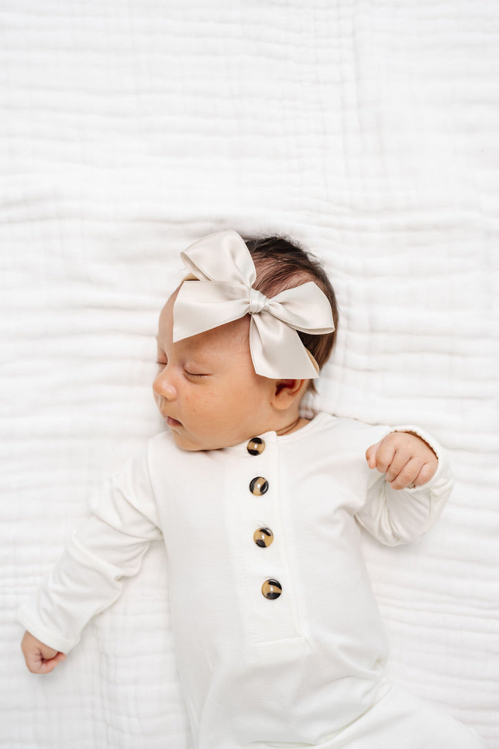 Satin Bow - Champagne Headband