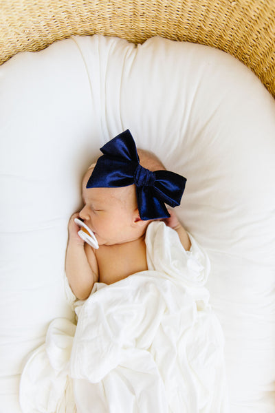 Velvet - Navy Bow Headband