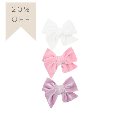 Velvet Bow 3 Pack: Bubblegum Clips