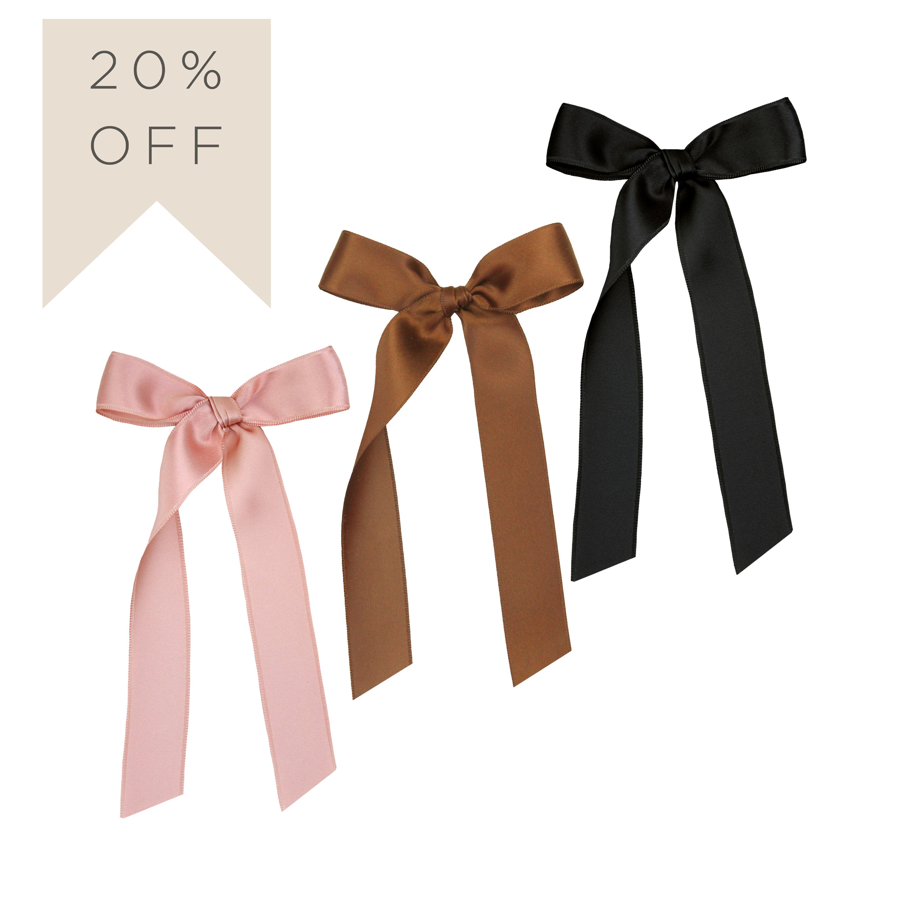 Satin Bow 3 Pack: Chocolate Sash Clips