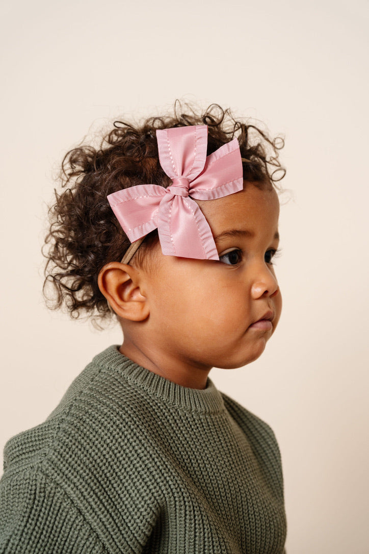 Satin Bow - Rose Ruffle
