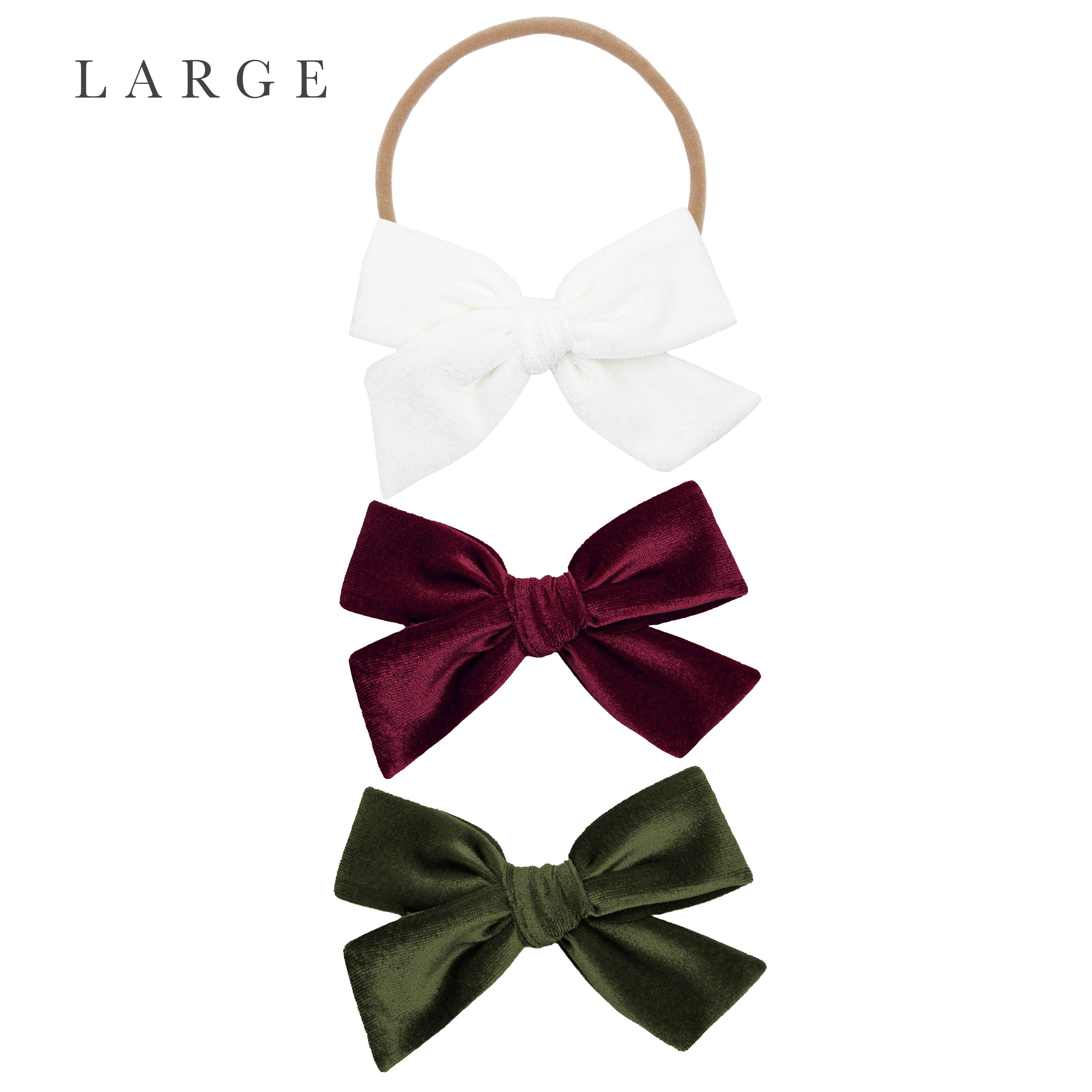 Velvet Bow 3 Pack: Wine Headbands