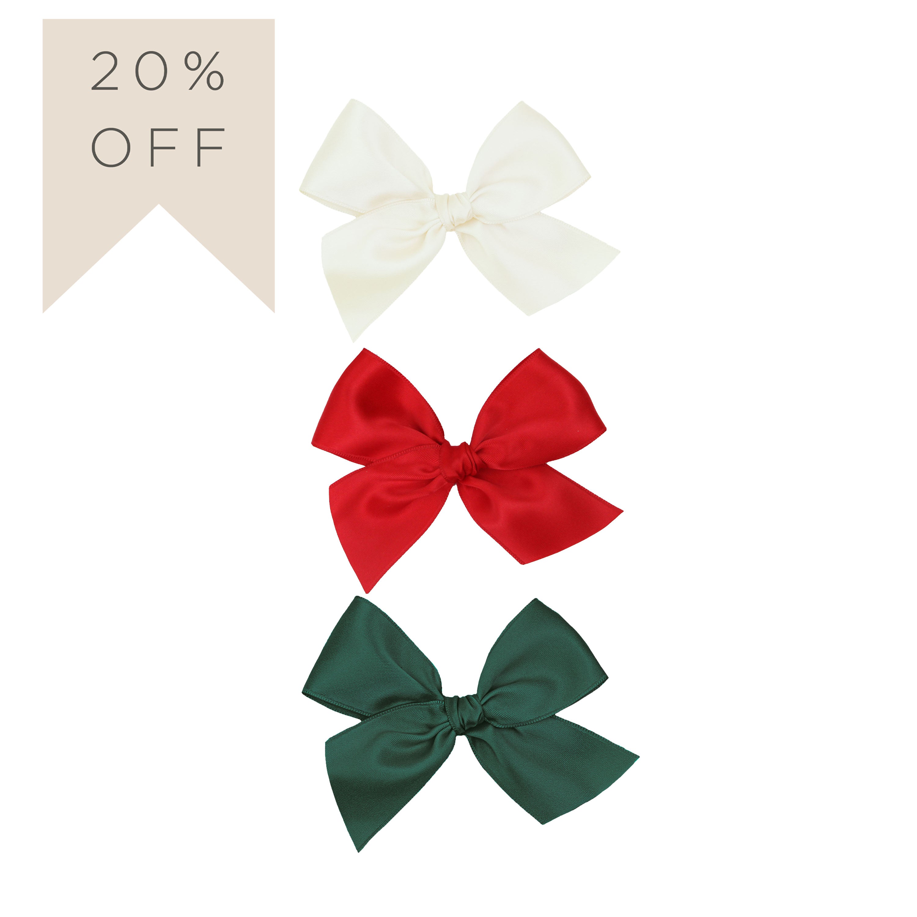 Satin Bow 3 Pack: Cherry Clips