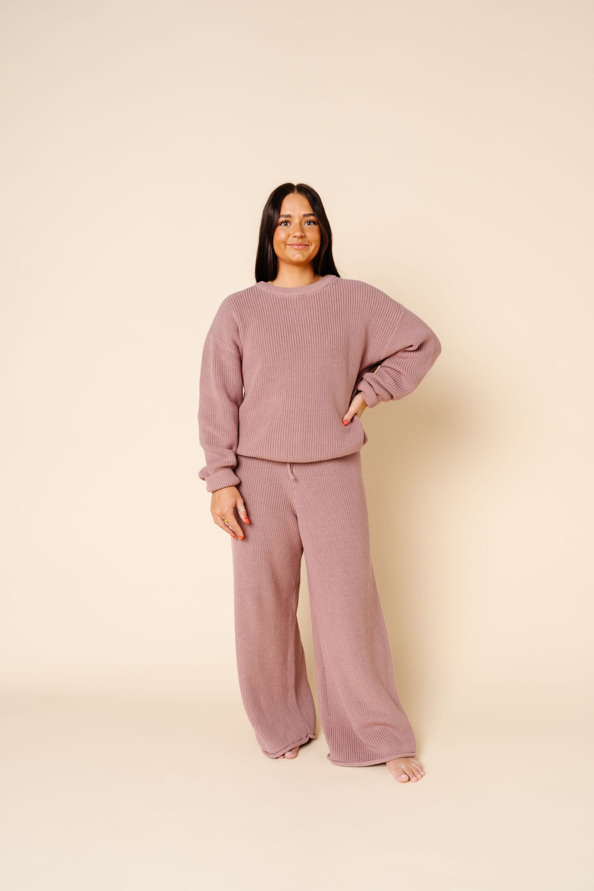 Knit Women's Chunky Sweater - Mauve