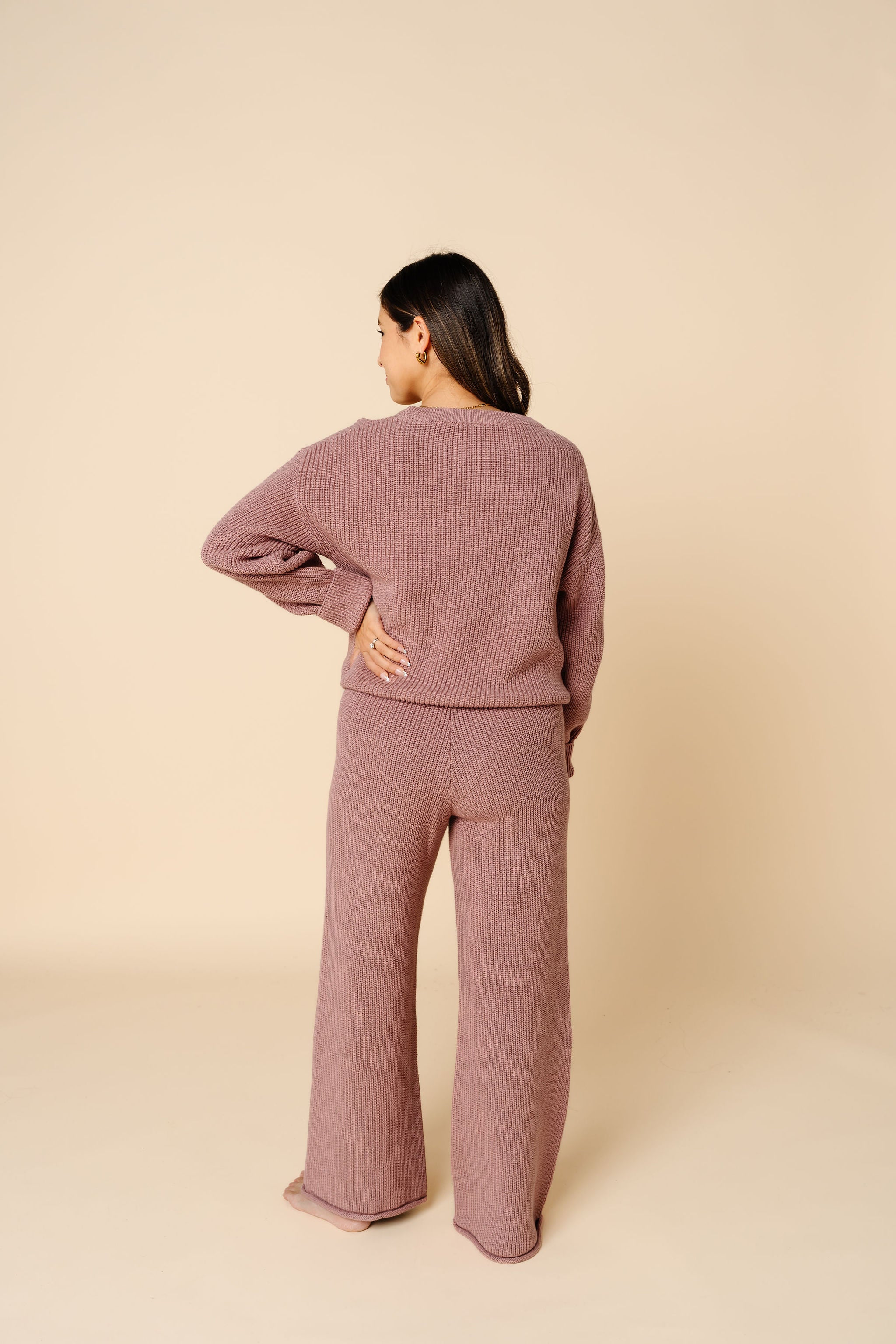 Knit Women's Chunky Sweater - Mauve
