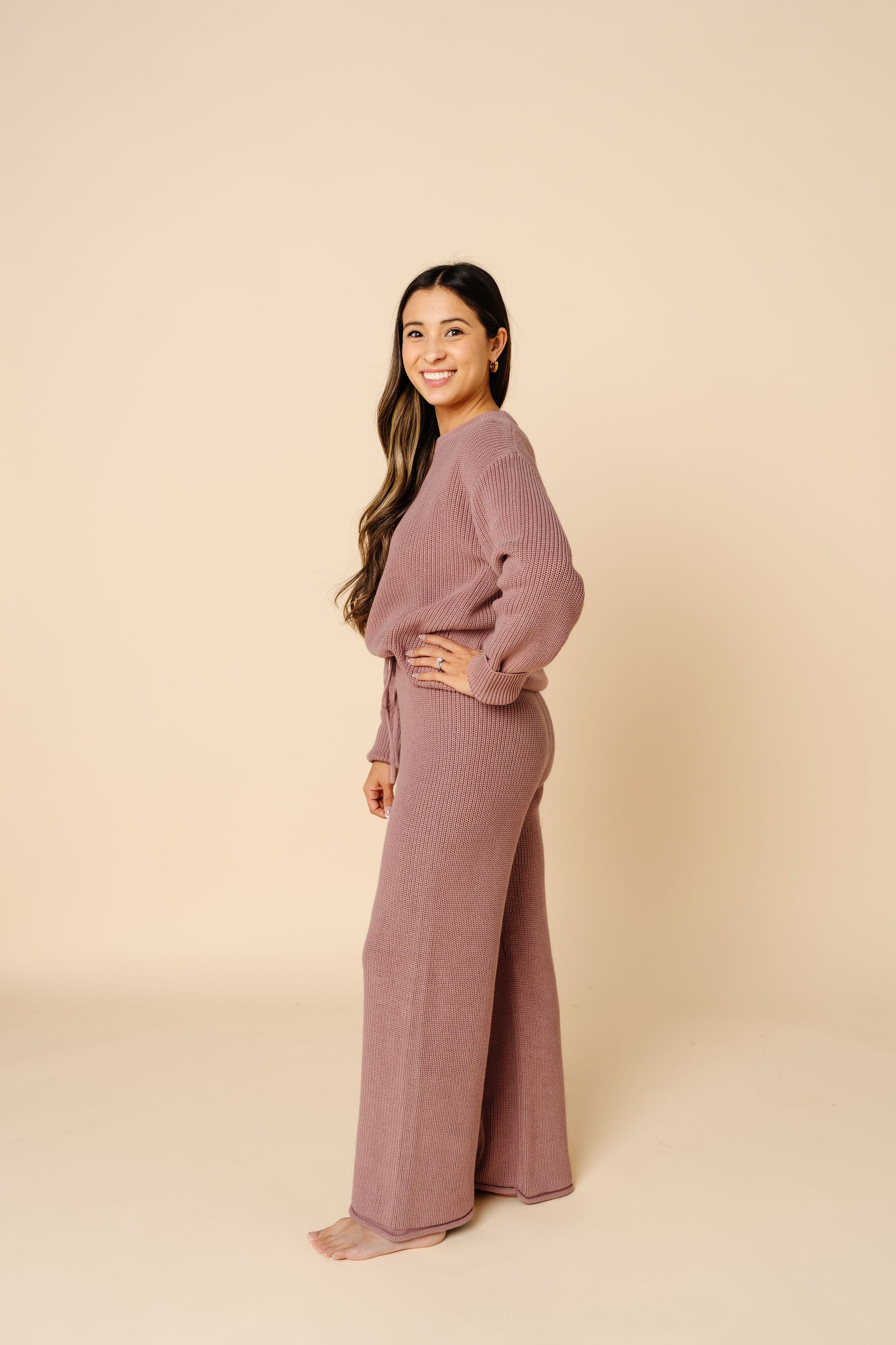 Knit Women's Chunky Sweater - Mauve