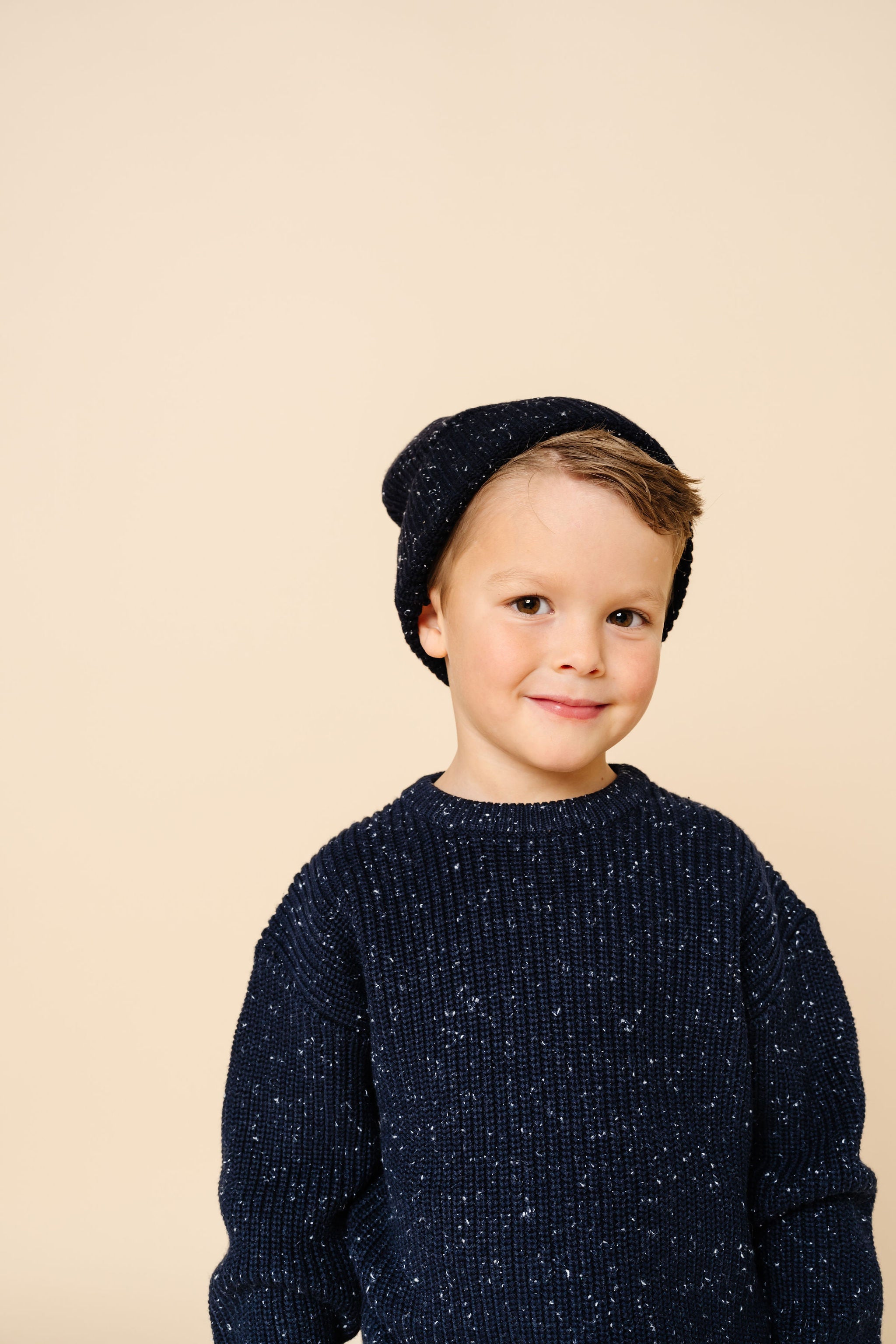 Knit Beanie - Navy Speckle