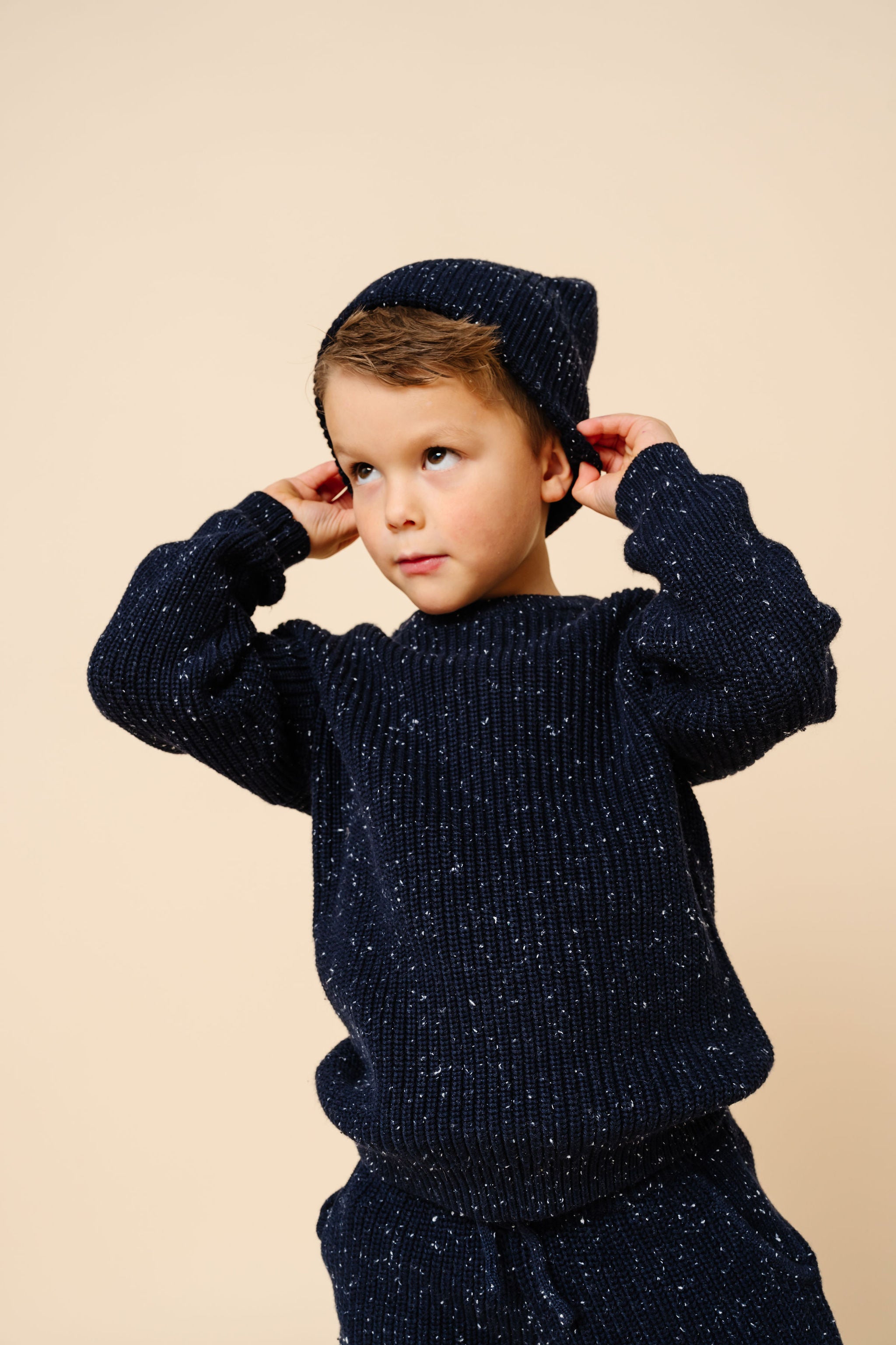 Knit Beanie - Navy Speckle