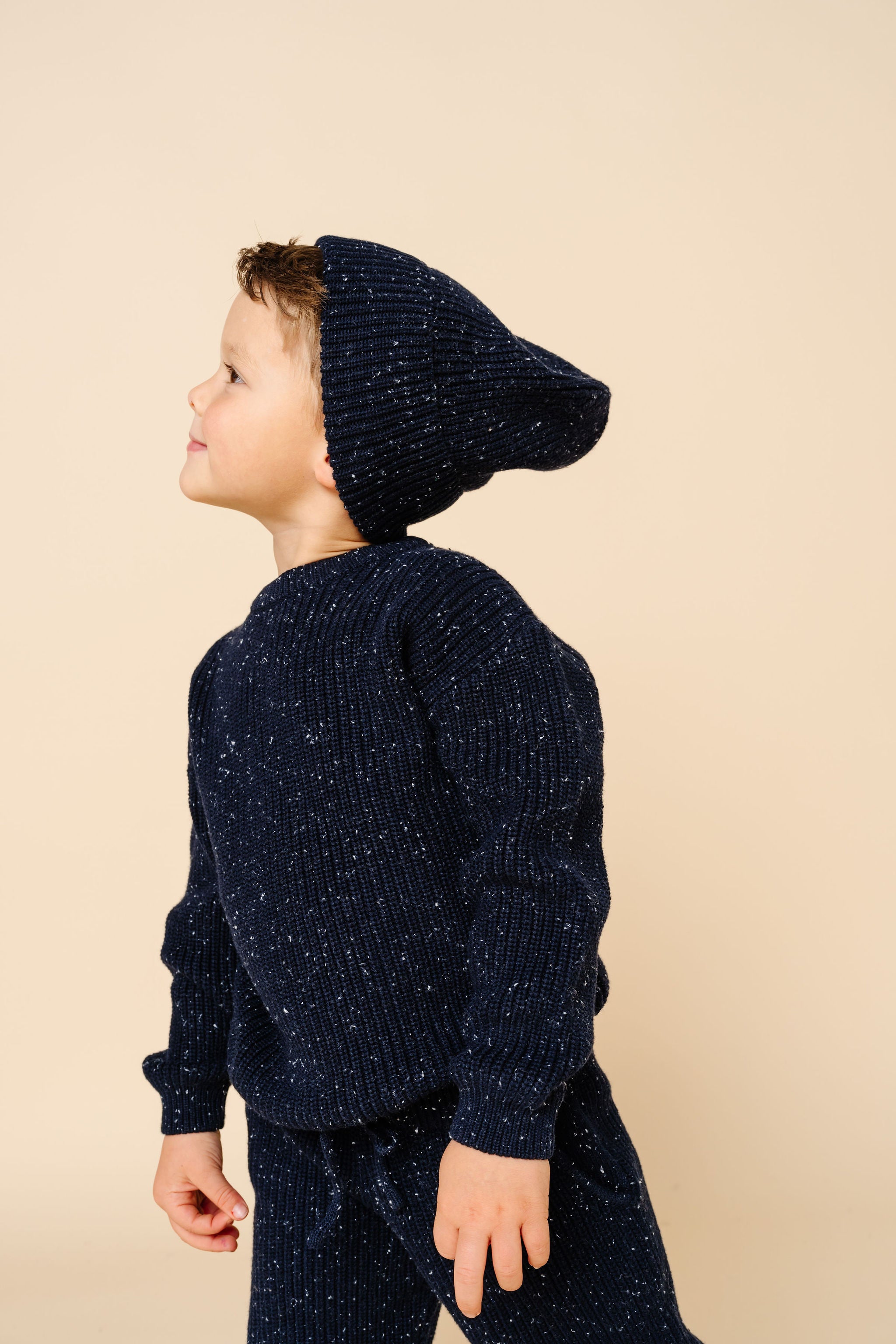Knit Beanie - Navy Speckle