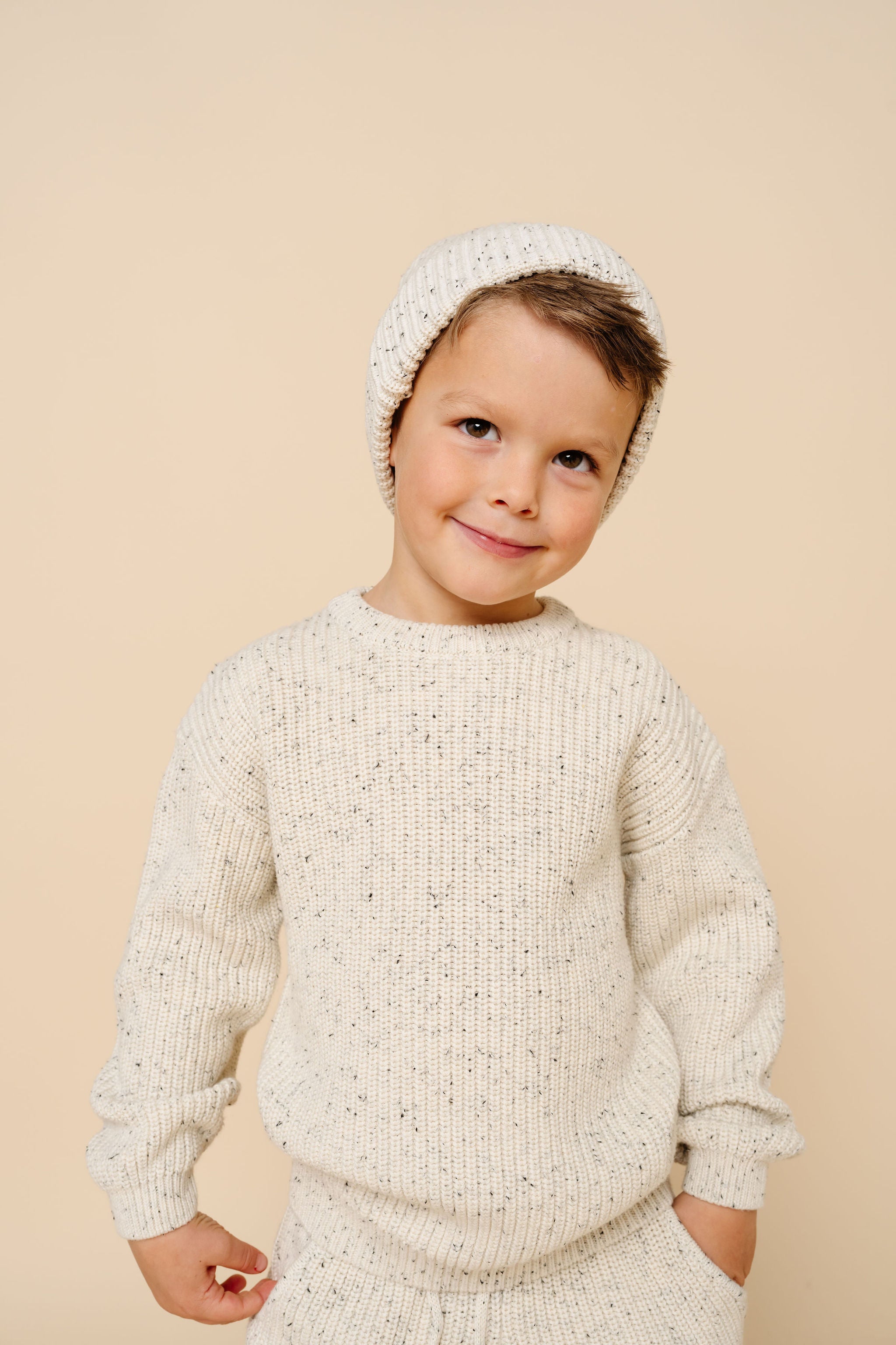 Knit Chunky Sweater - Cream Speckle