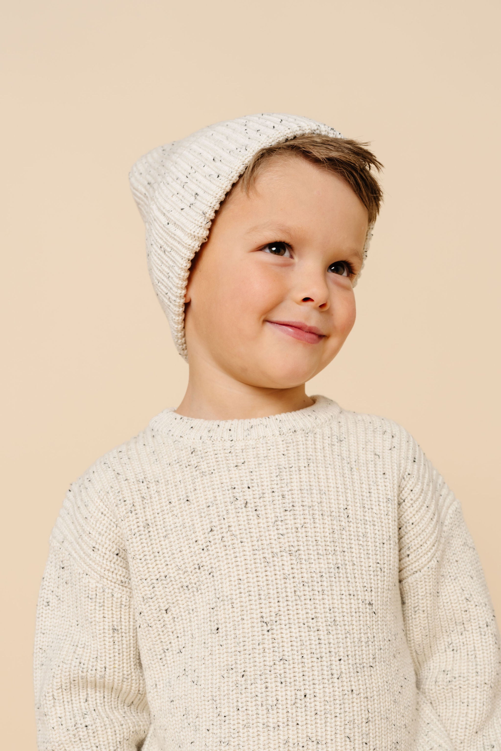 Knit Beanie - Cream Speckle