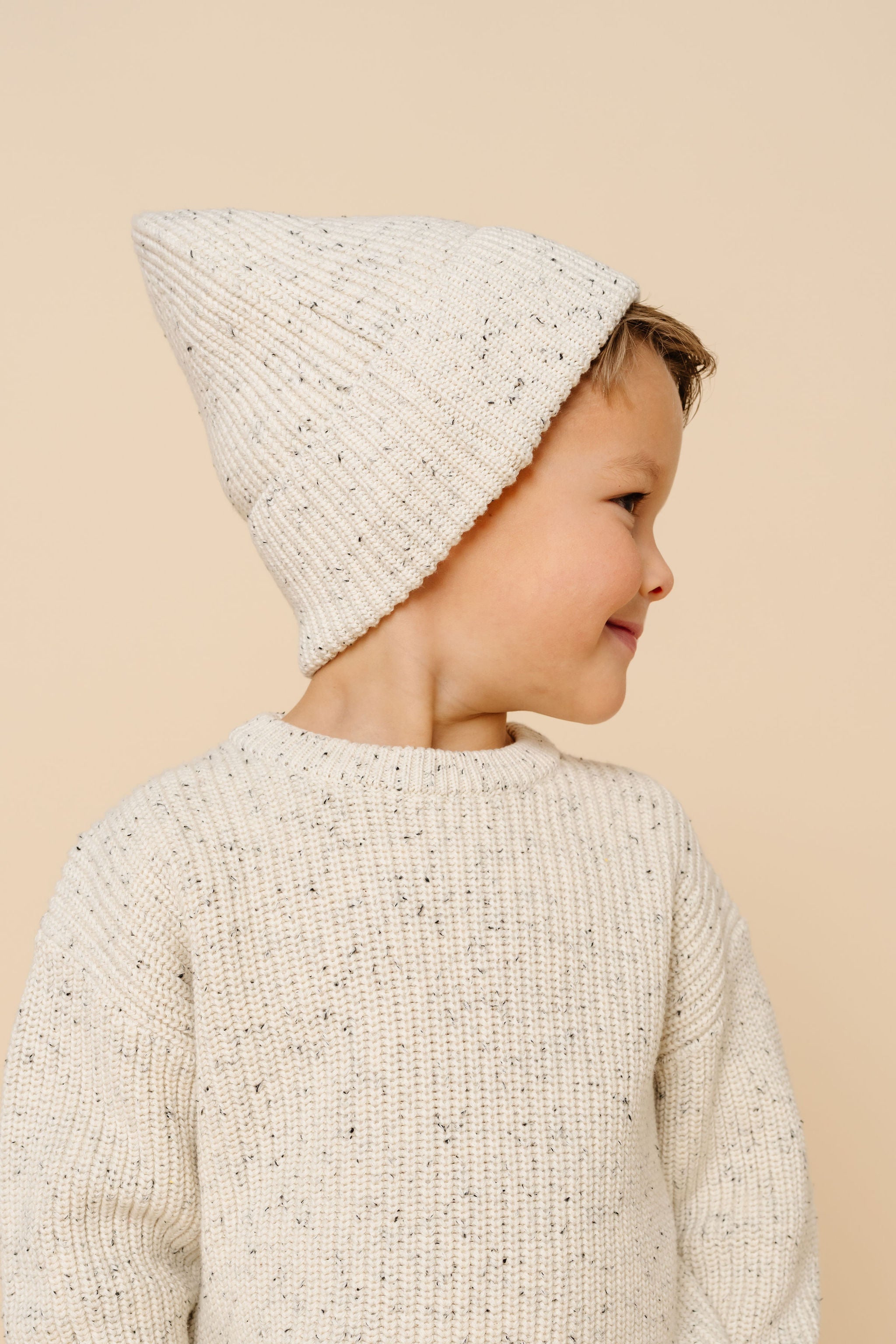 Knit Beanie - Cream Speckle