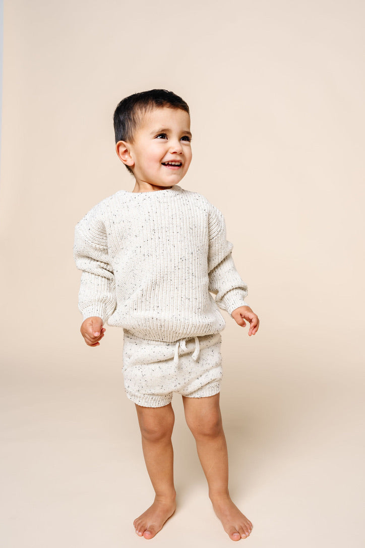 Knit Chunky Sweater - Cream Speckle