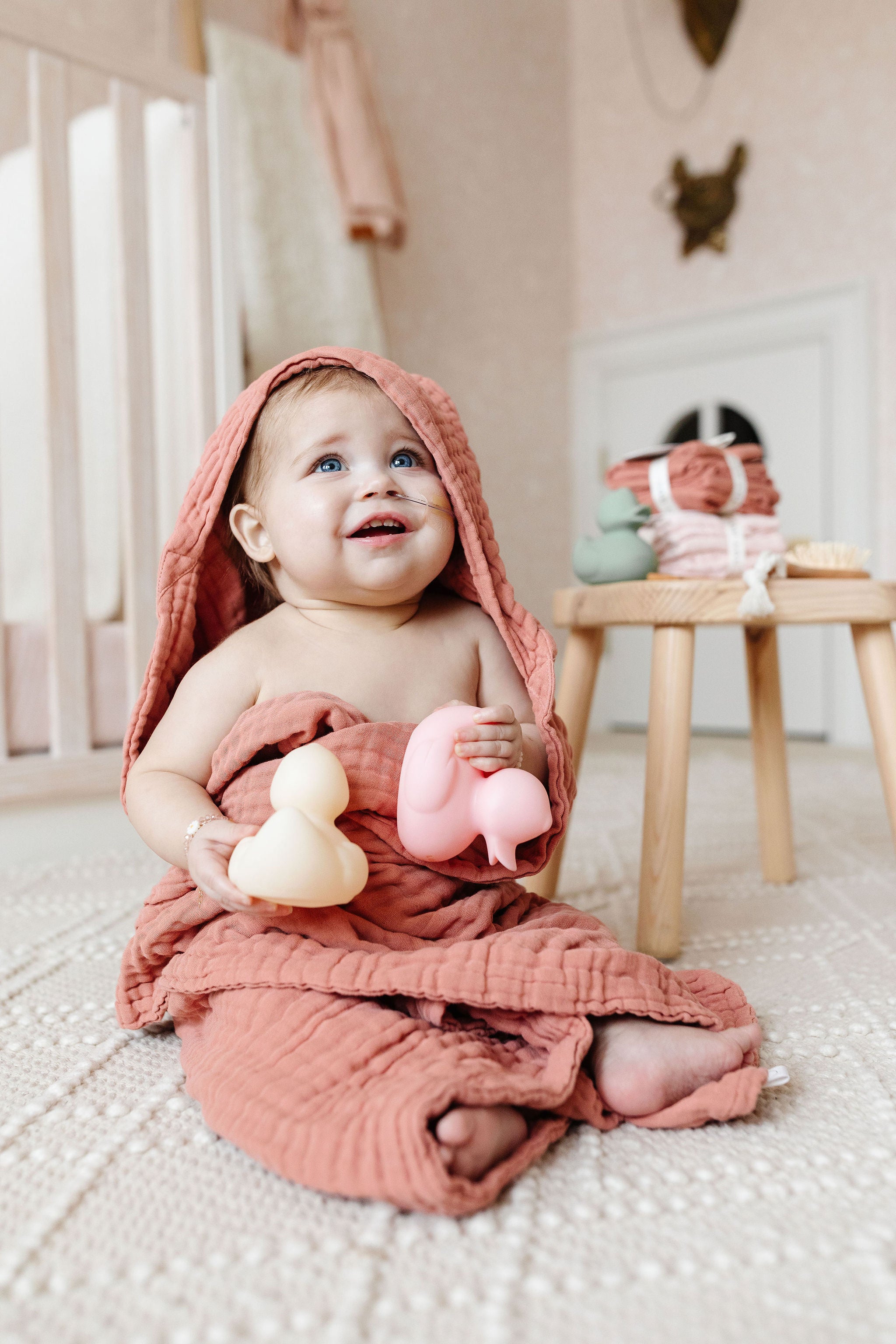 Bath - Infant Hooded Towel - Rose