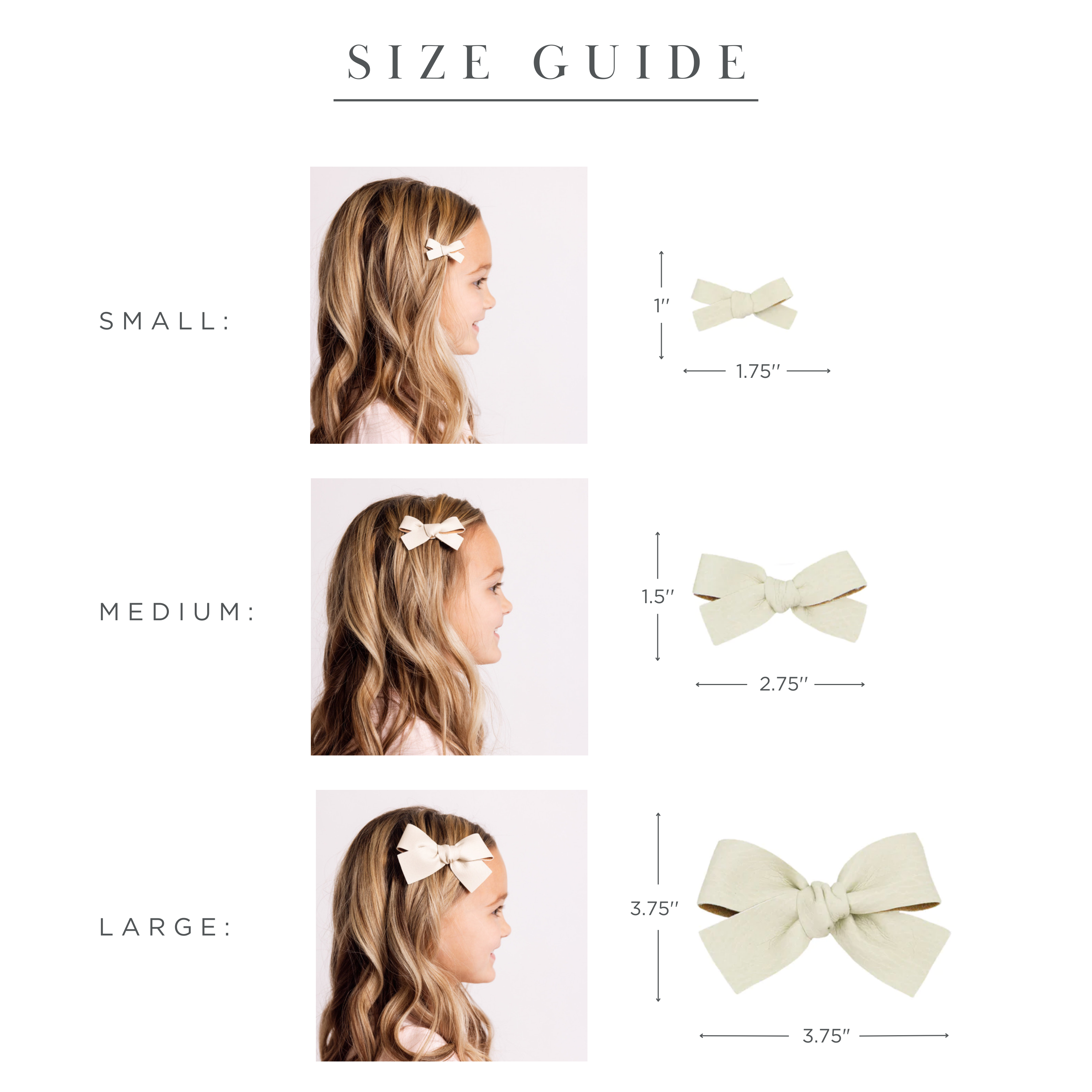 Leather 3 Pack - Primrose Bow Clips