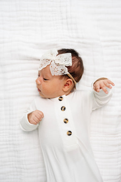Lace Bow - Ivory Daisy Headband