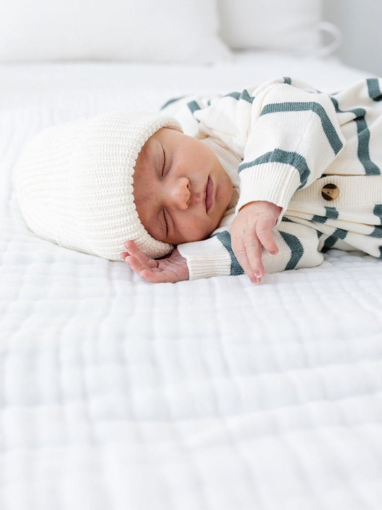Knit Long Sleeve Onesie - Ocean Stripe