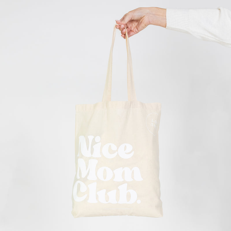 NICE MOM TOTE | "Nice Mom Club” White