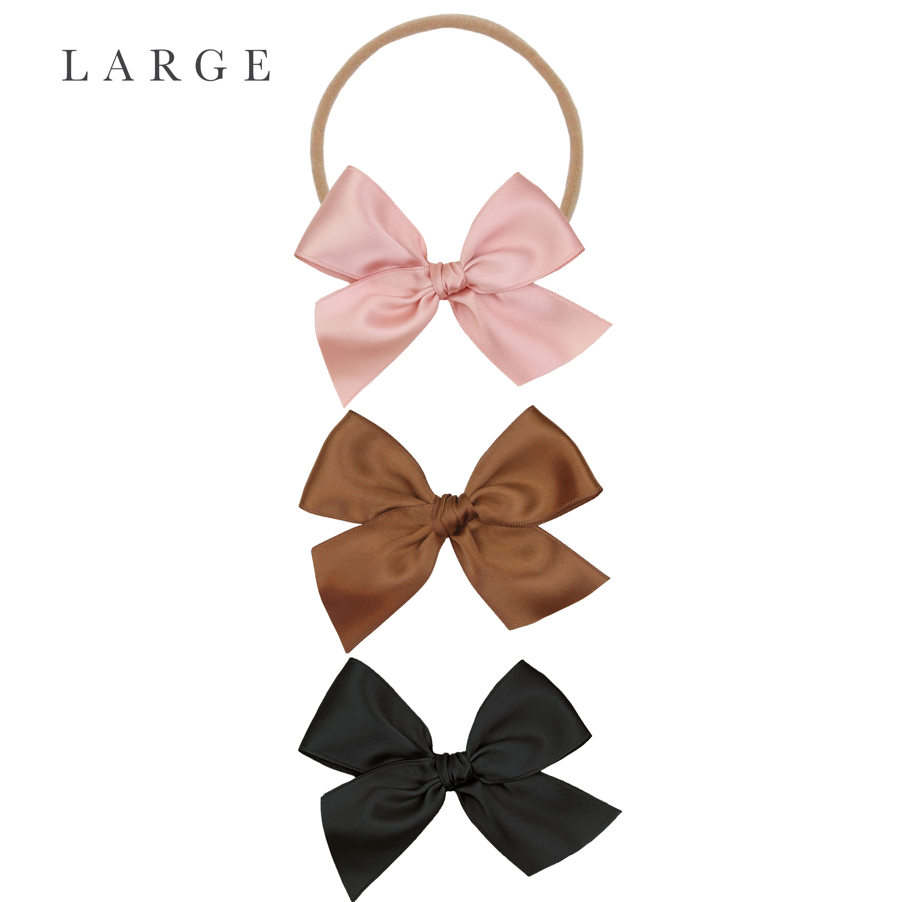 Satin Bow 3 Pack: Chocolate Headbands