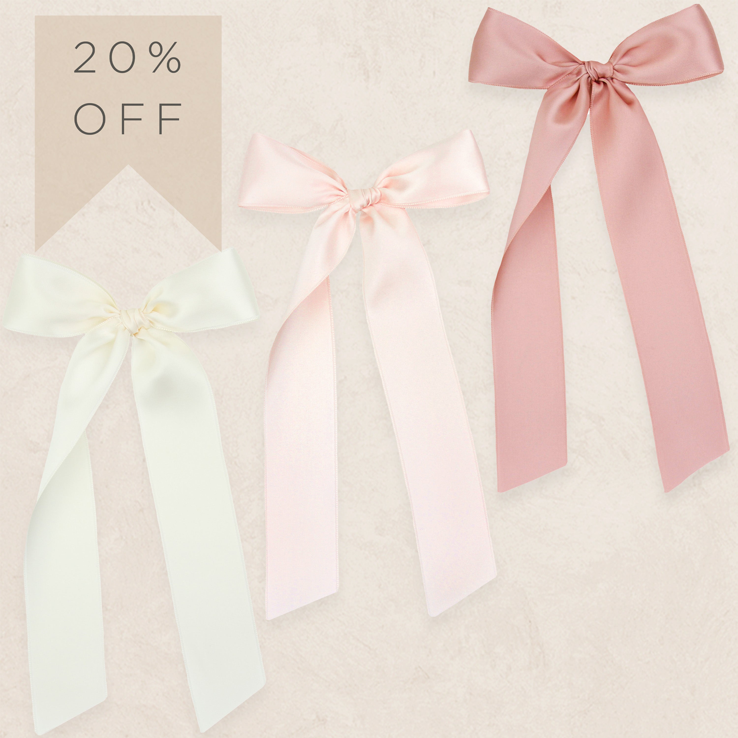 Satin Bow 3 Pack: Blush Sash Clips