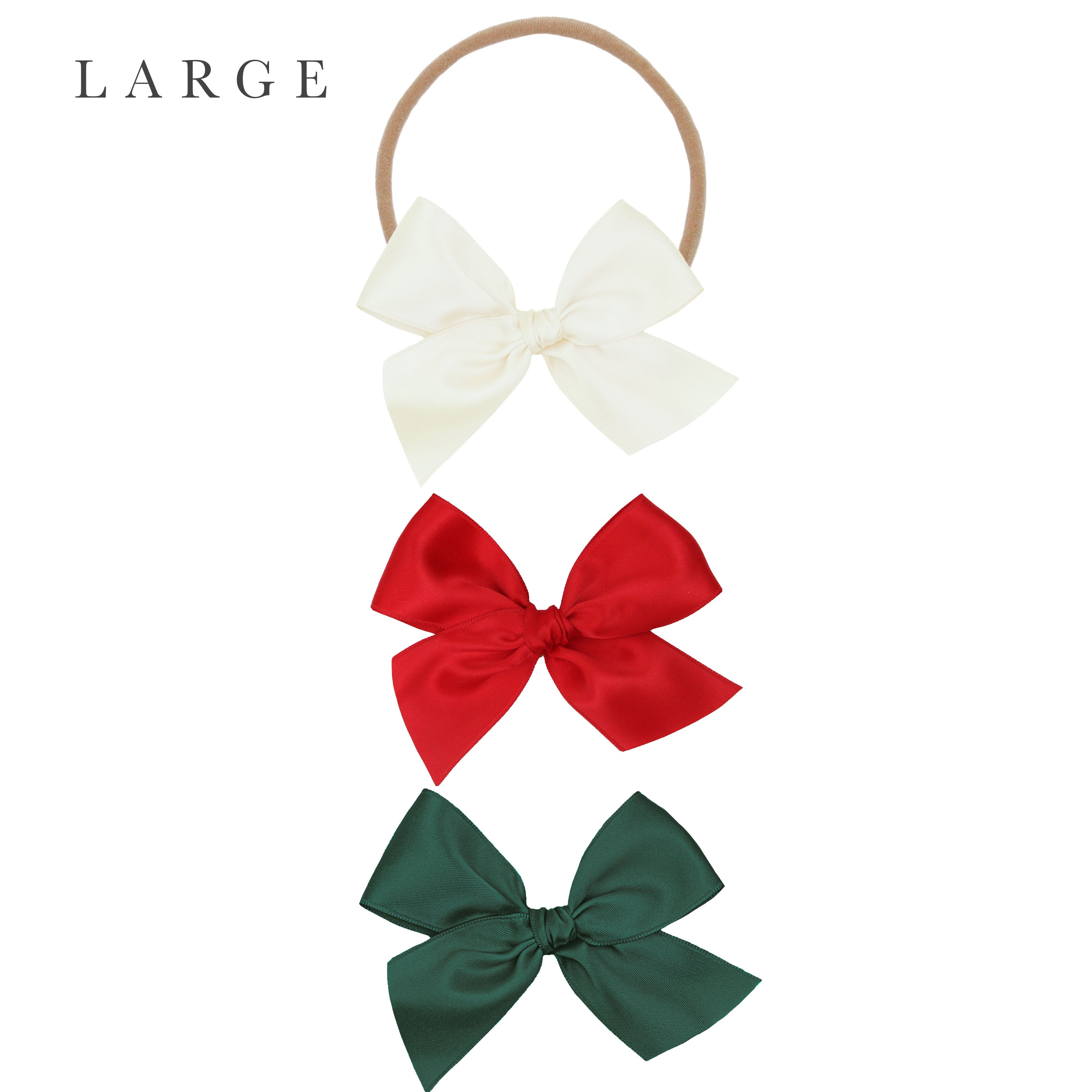 Satin Bow 3 Pack: Cherry Headbands