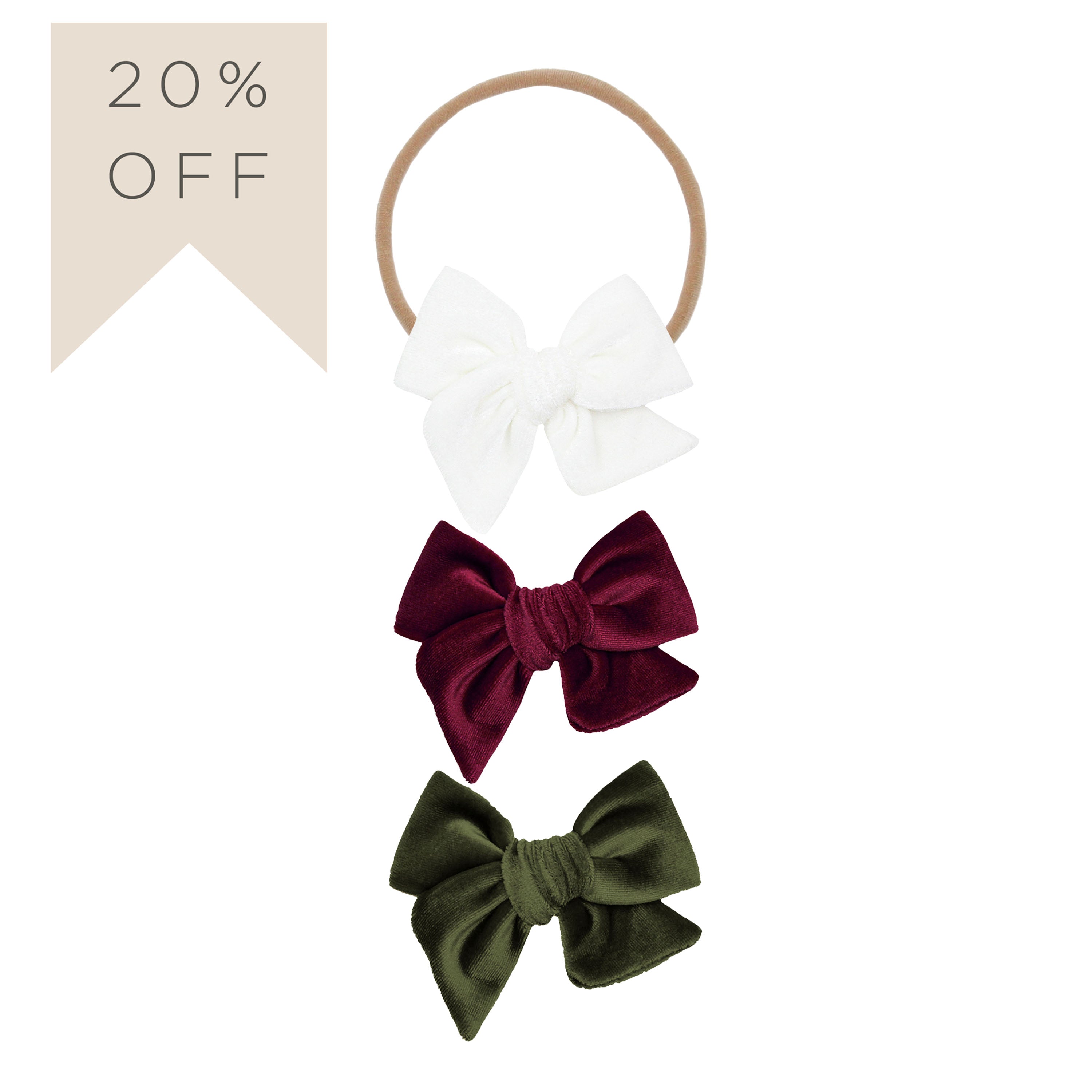 Velvet Bow 3 Pack: Wine Headbands