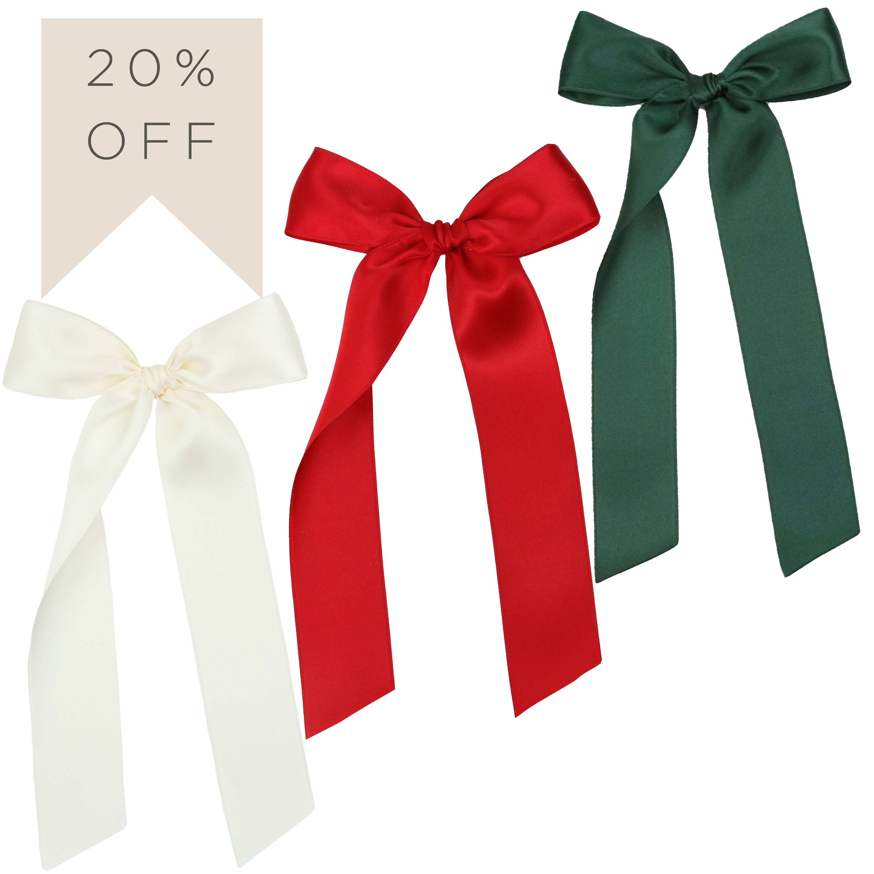 Satin Bow 3 Pack: Cherry Sash Clips