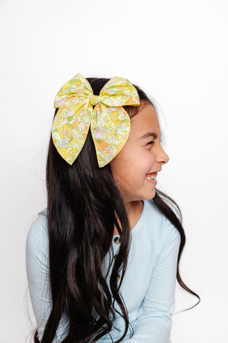 April - Heirloom Bow - Yellow Floral Clip