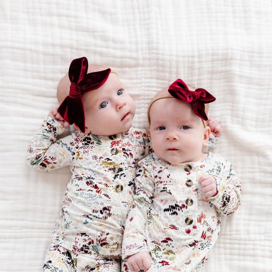 Velvet Bow 3 Pack: Wine Headbands