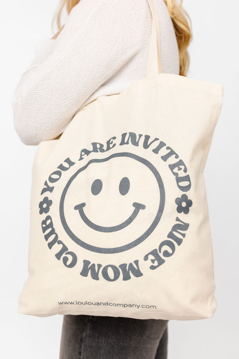 NICE MOM TOTE | “YOU’RE INVITED” CHARCOAL