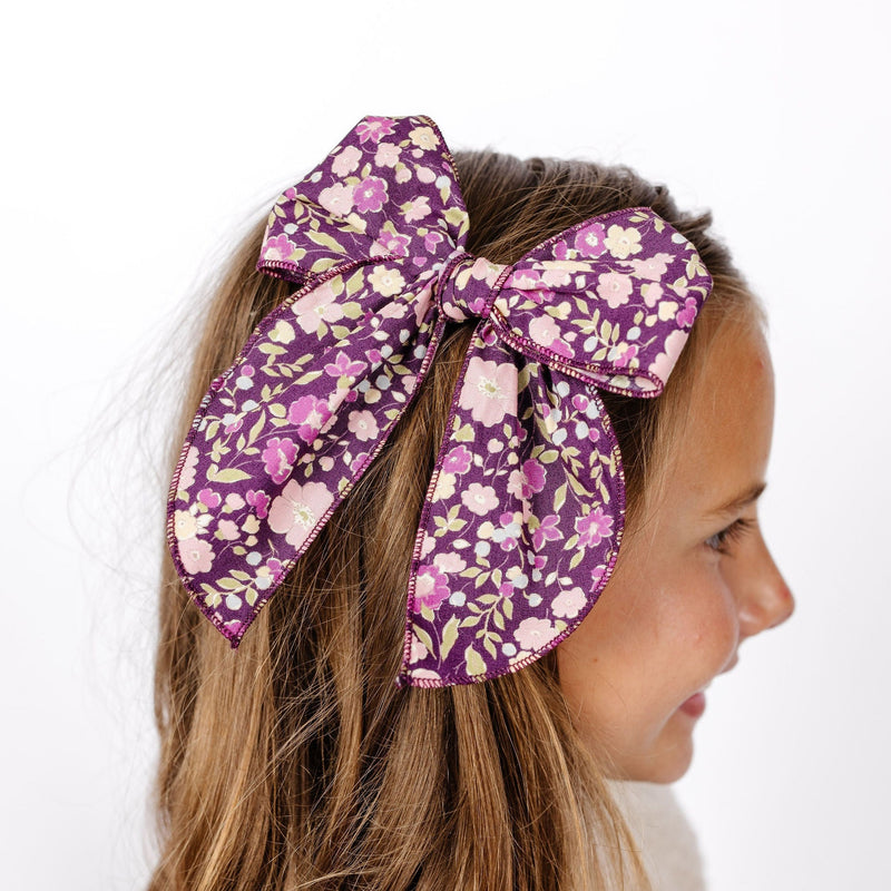 September - Heirloom Bow - Mulberry Floral Clip