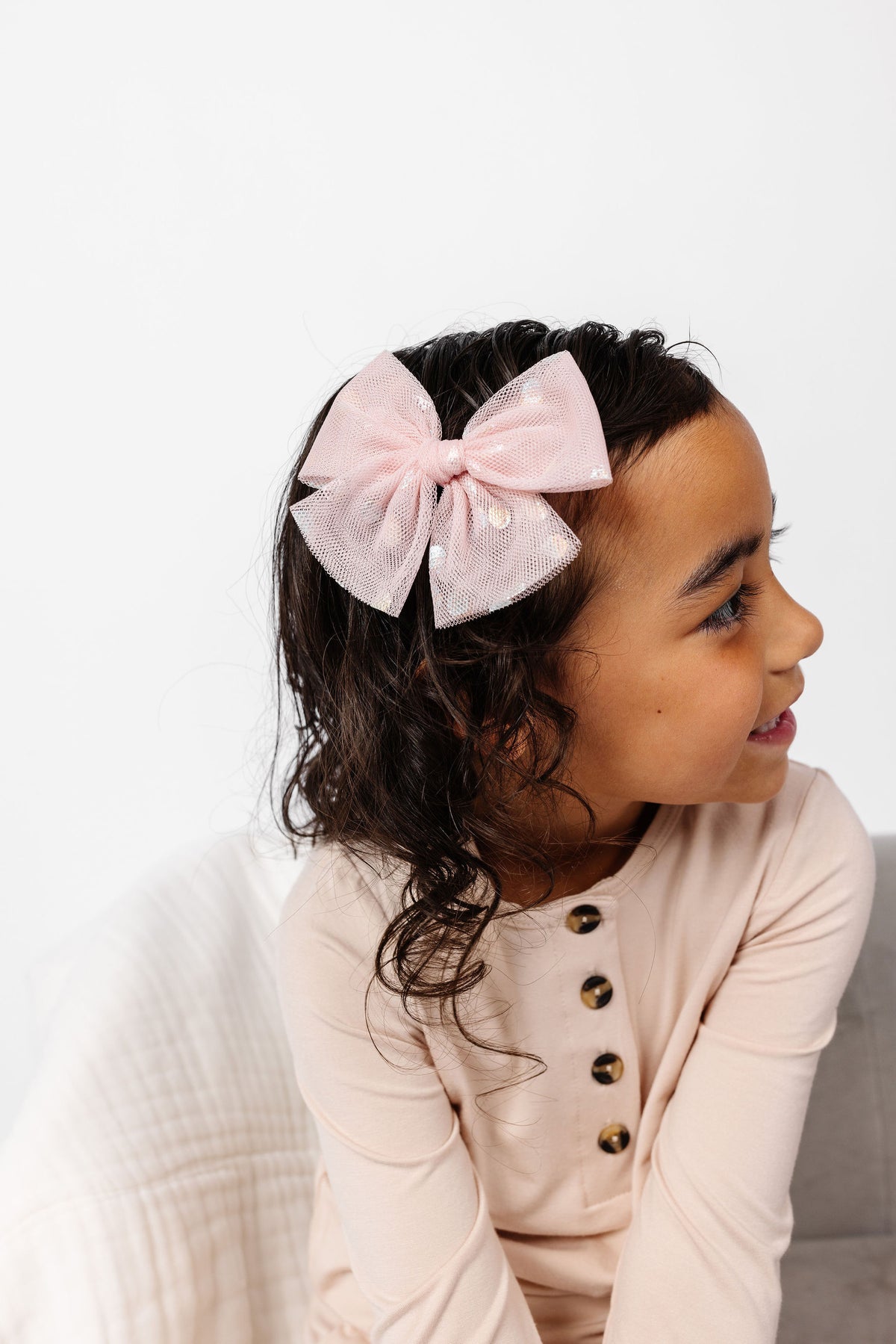 Tulle Bow 3 Pack: Blush Shimmer Dot