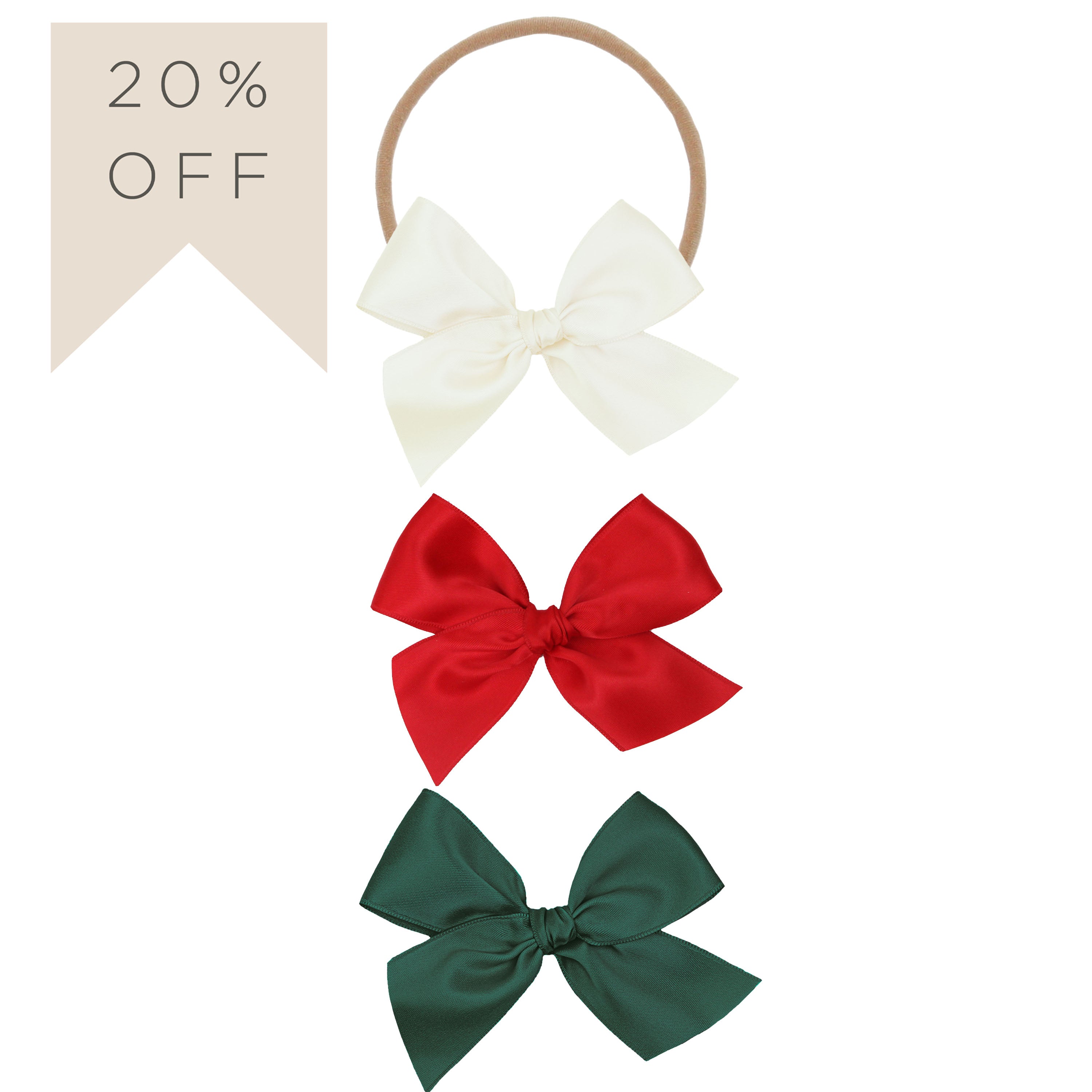 Satin Bow 3 Pack: Cherry Headbands