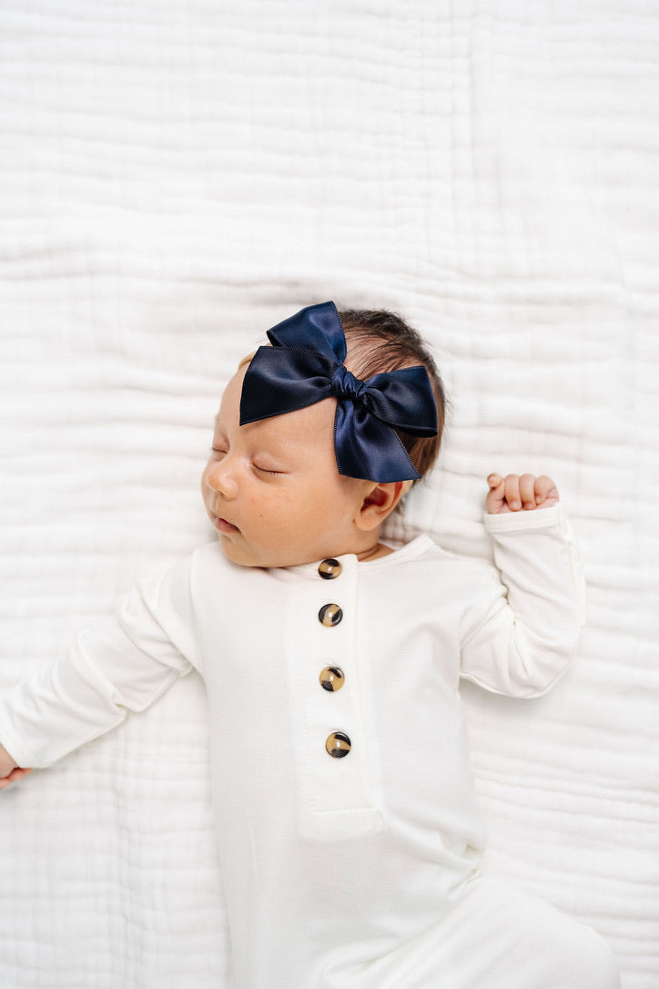 Satin Bow - Midnight Blue Headband