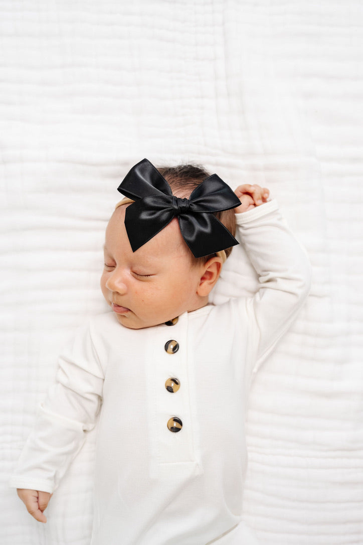 Satin Bow - Black Headband