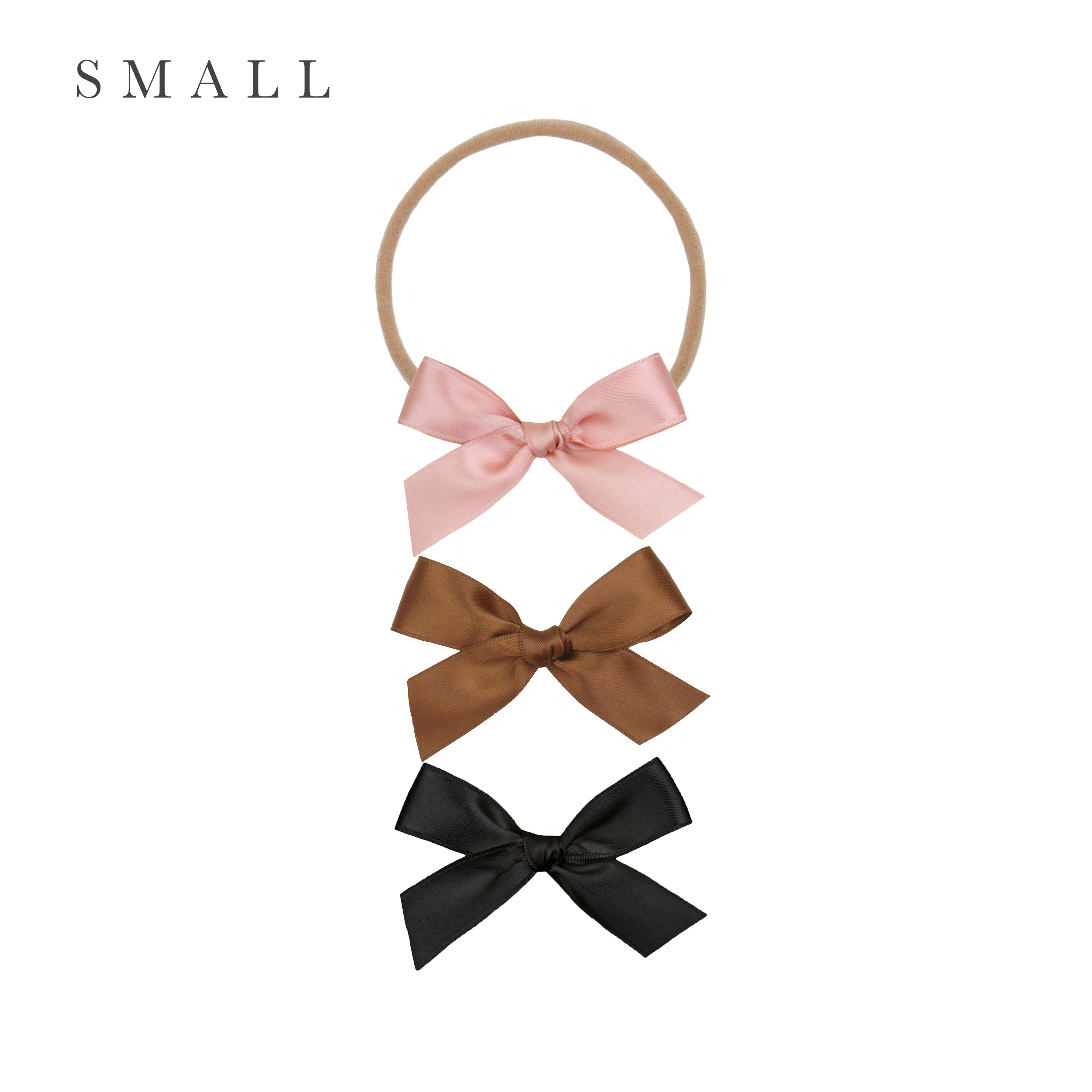 Satin Bow 3 Pack: Chocolate Headbands