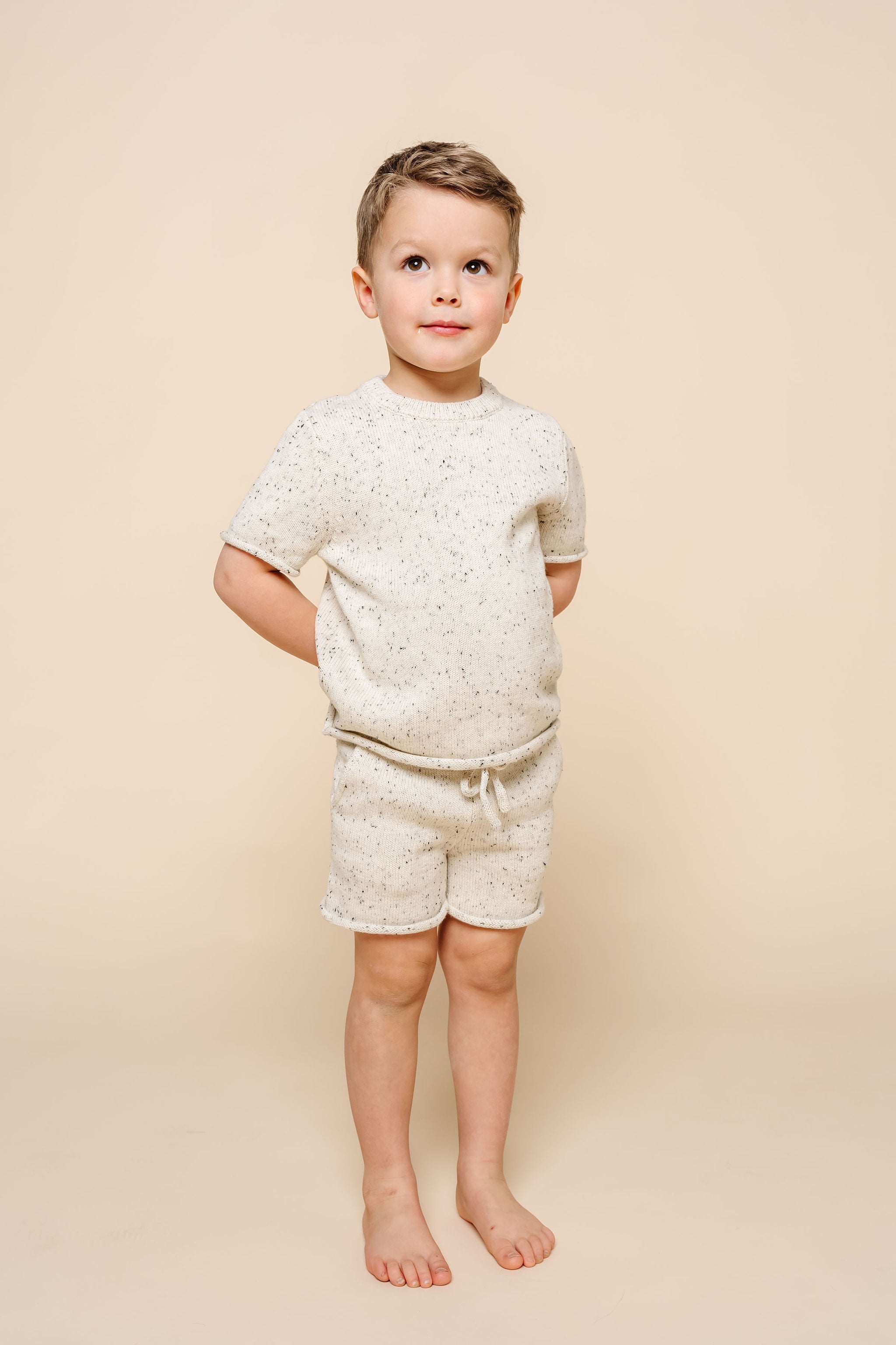 Knit Short Sleeve Tee - Cream Speckle