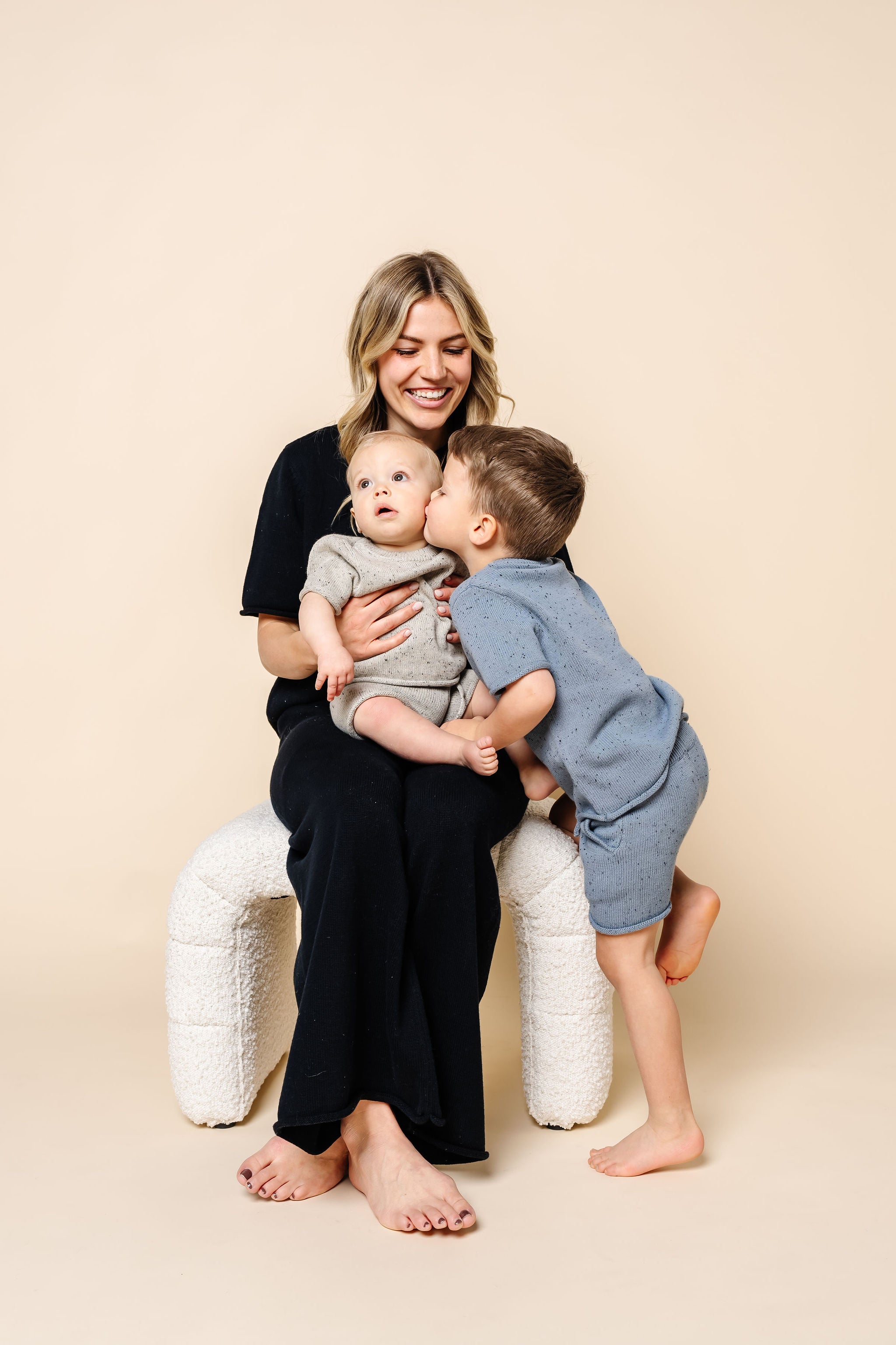 Knit Short Sleeve Tee - Grey Speckle