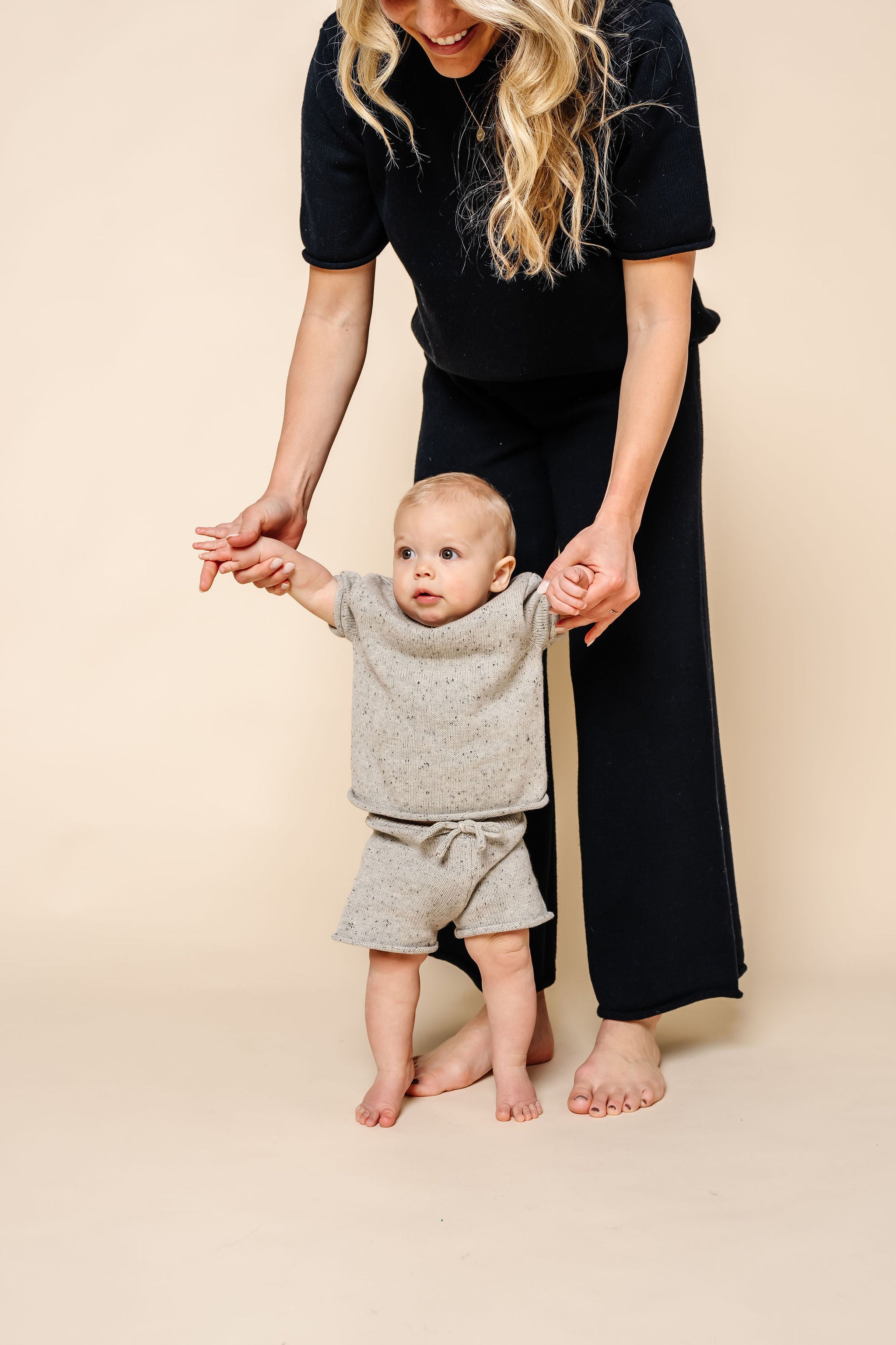 Knit Short Sleeve Tee - Grey Speckle