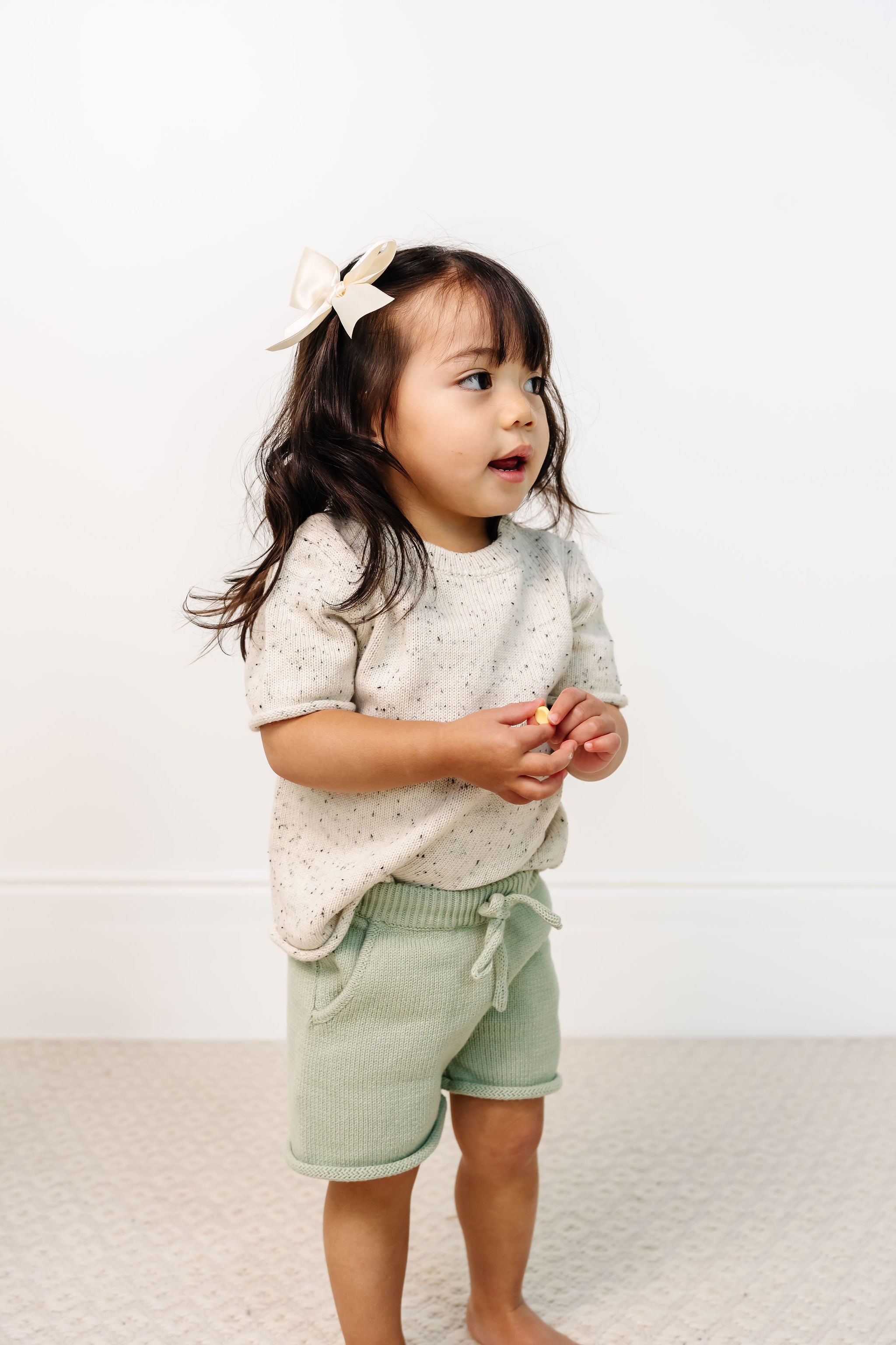 Knit Short Sleeve Tee - Cream Speckle