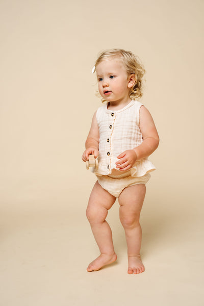 Ruffle Tank + Bloomer Set - Cream