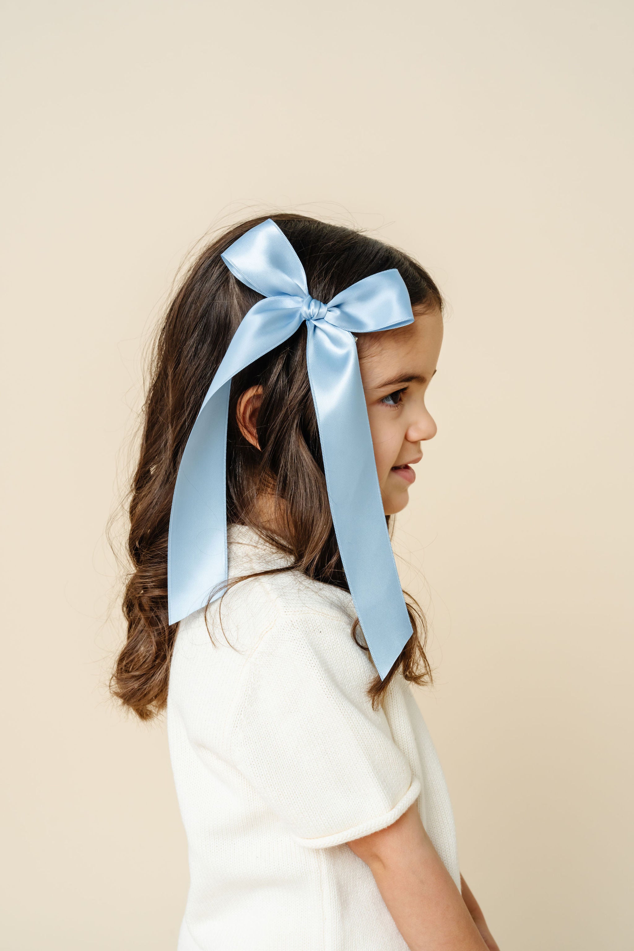 Satin Bow - French Blue Sash Clip