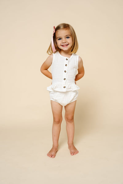 Ruffle Tank + Bloomer Set - White