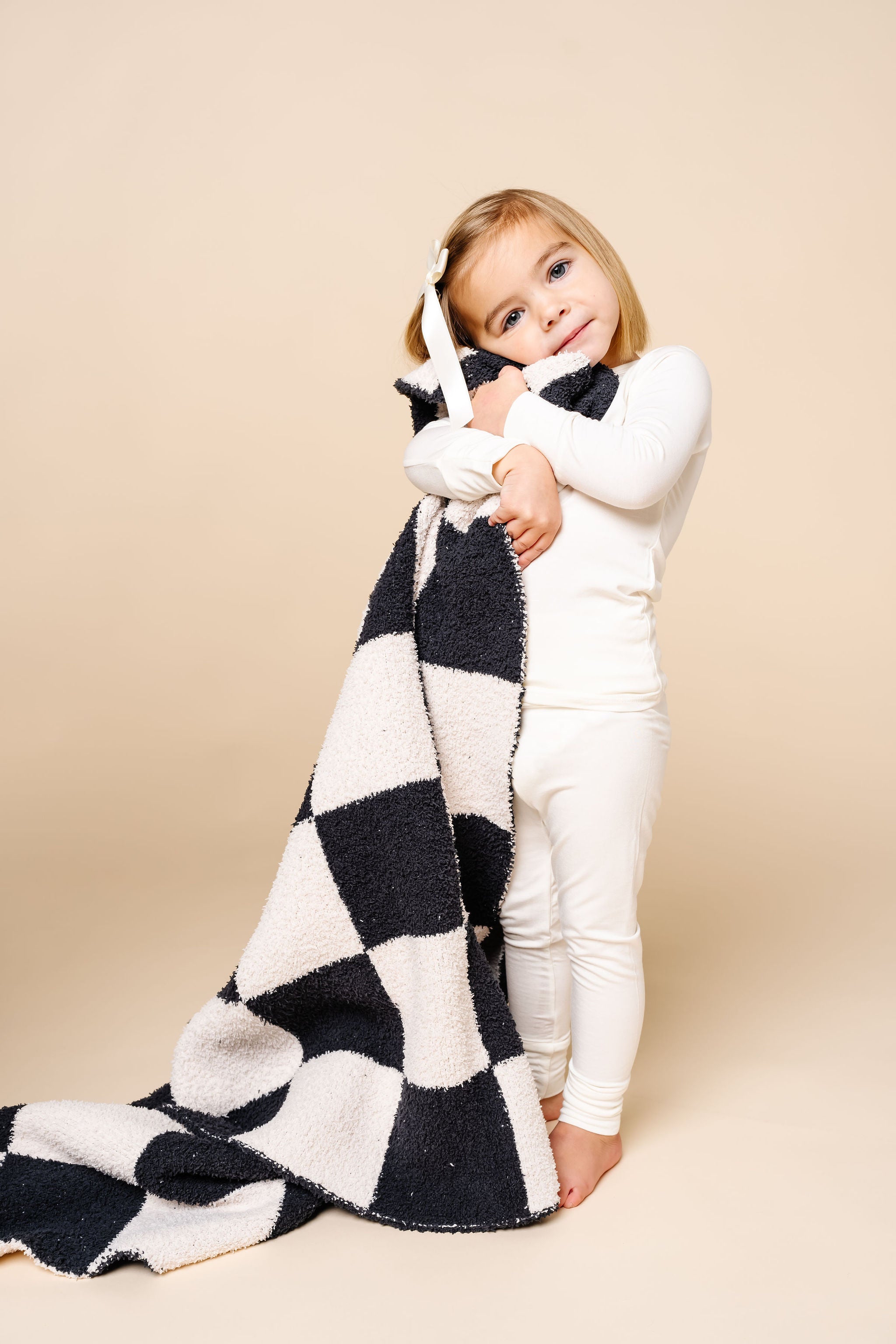 Chenille Blanket - Charcoal Check - Small & Large