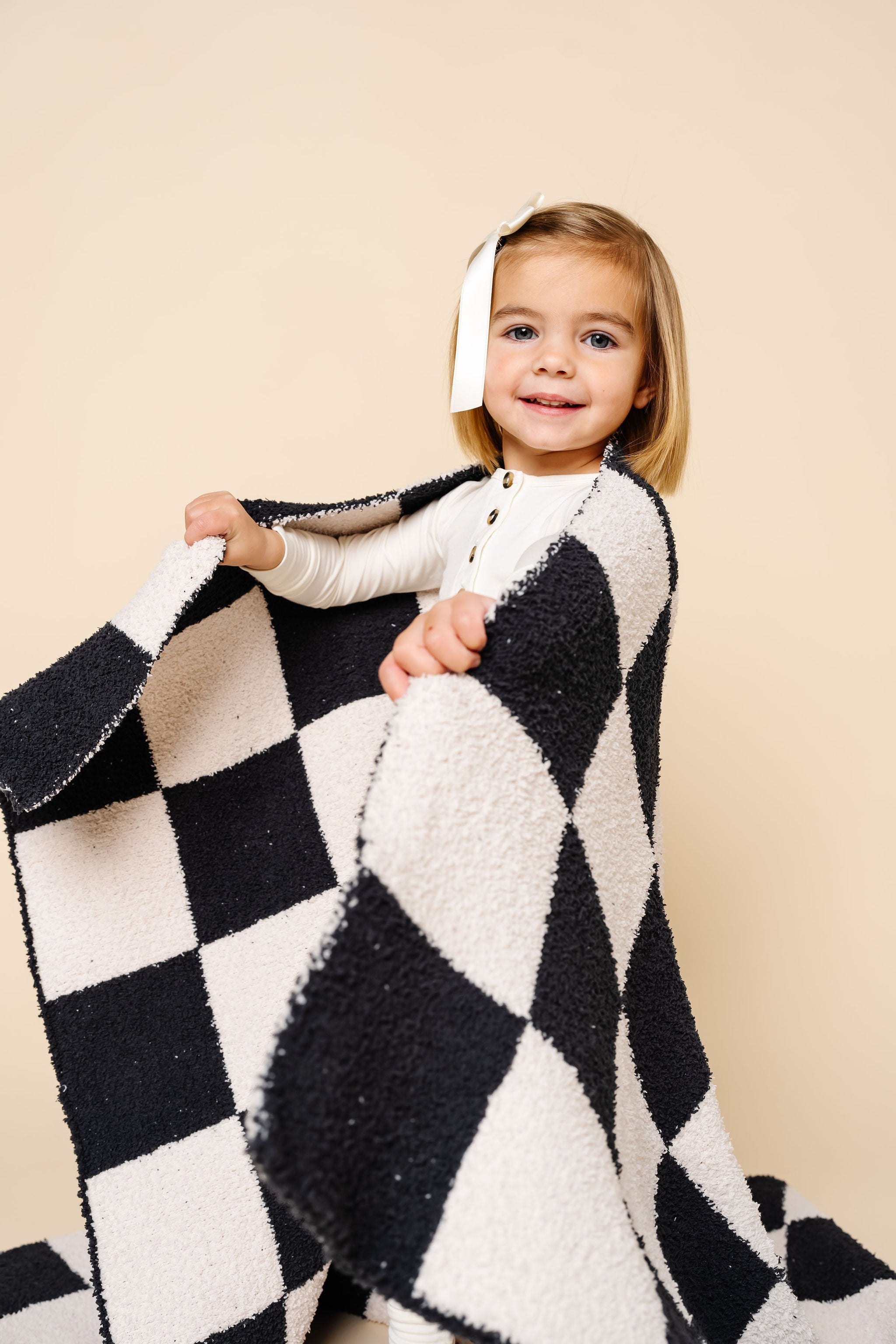 Chenille Blanket - Charcoal Check - Small & Large