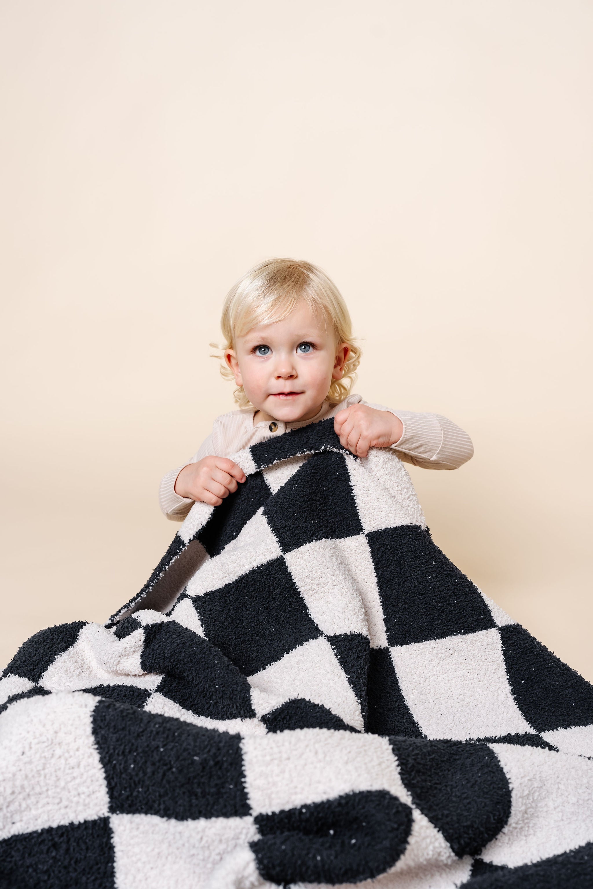 Chenille Blanket - Charcoal Check - Small & Large
