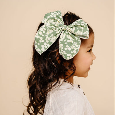 Heirloom Bow - Green Floral Clip