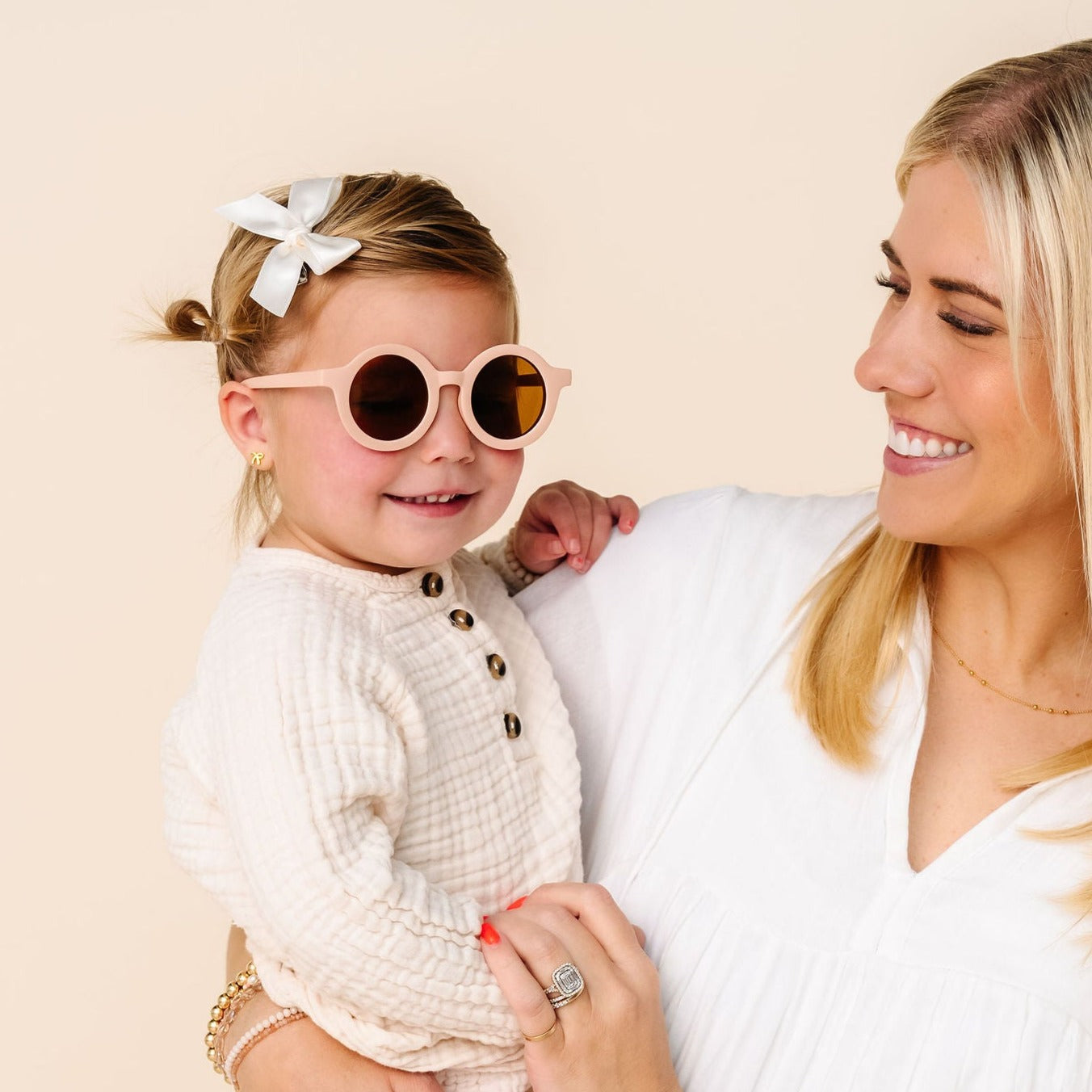 Satin Bow - Cream Clip