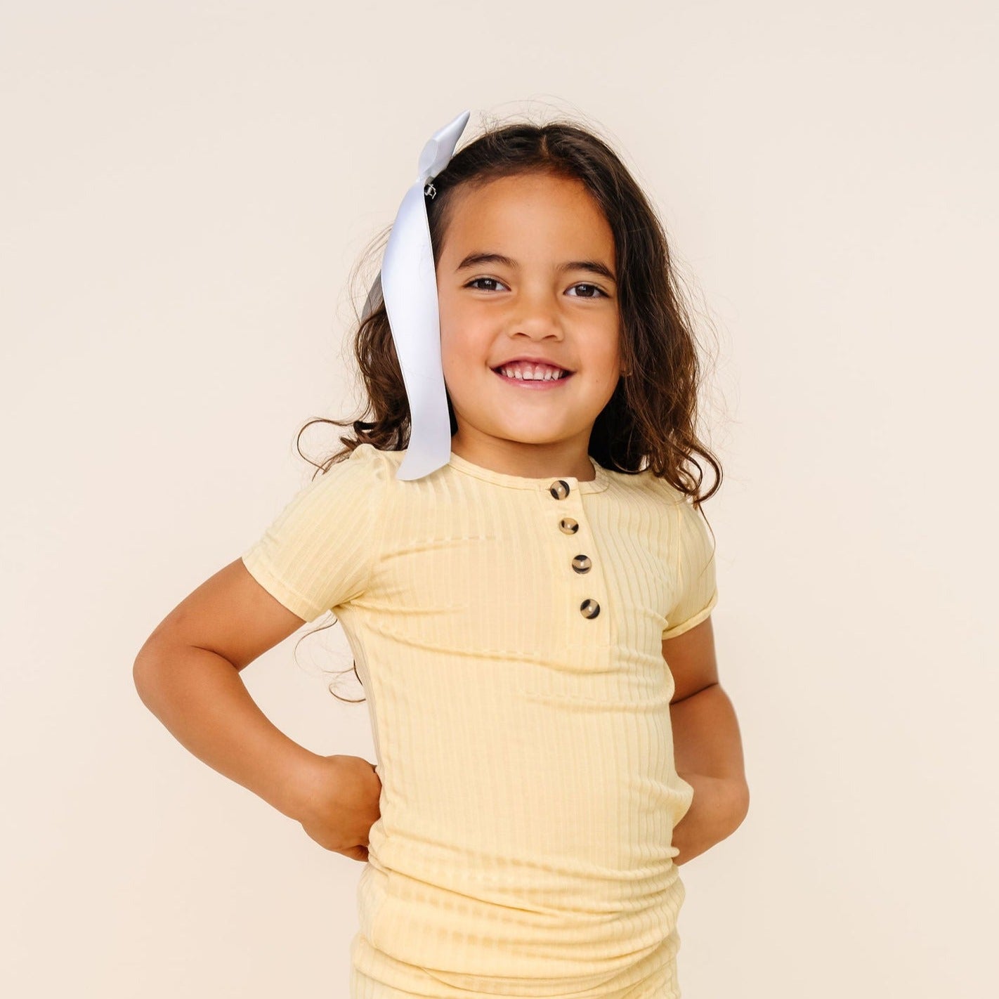 Satin Bow - White Sash Clip