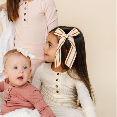 Ribbon Bow - Copper Stripe Sash Clip